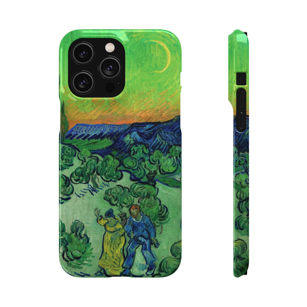Landscape with Couple Walking and Crescent Moon by Vincent van Gogh- iPhone Slim Case