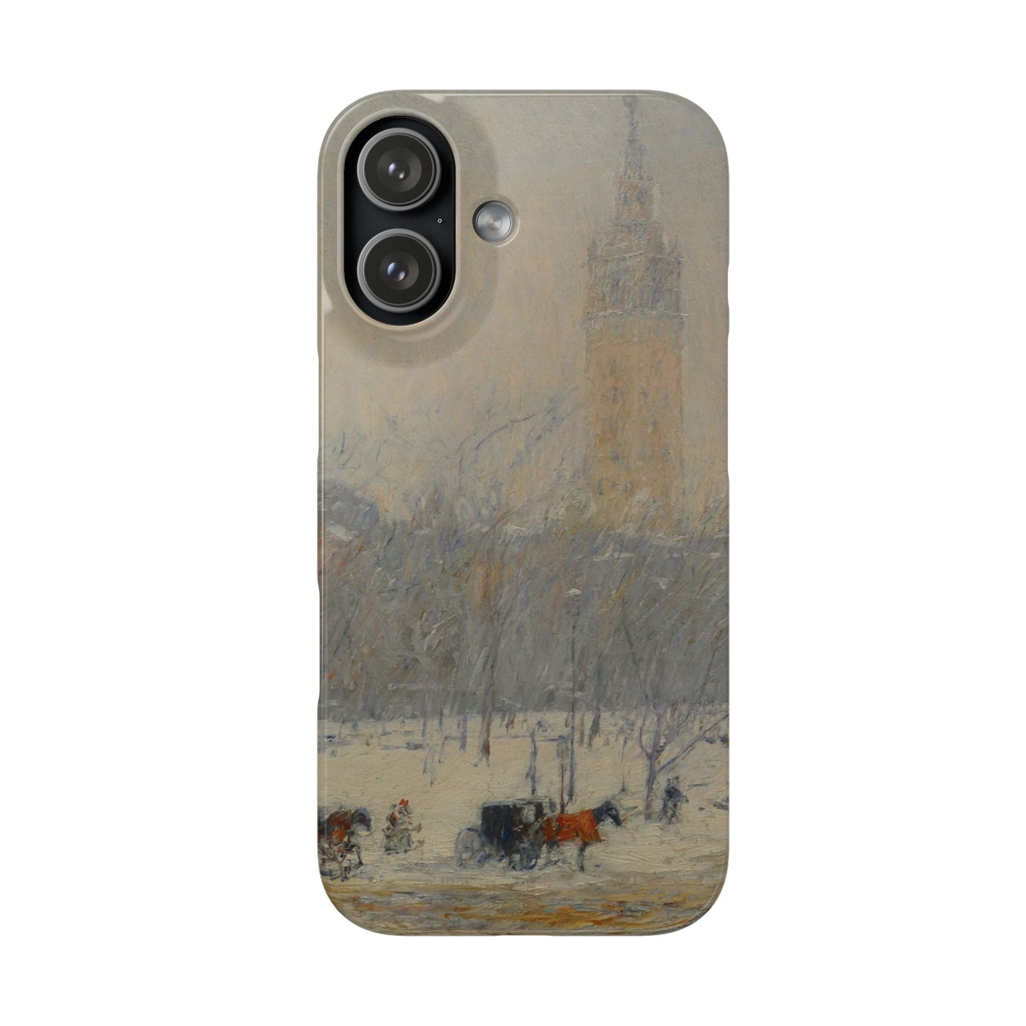 Snowstorm, Madison Square by Childe Hassam - iPhone Slim Case