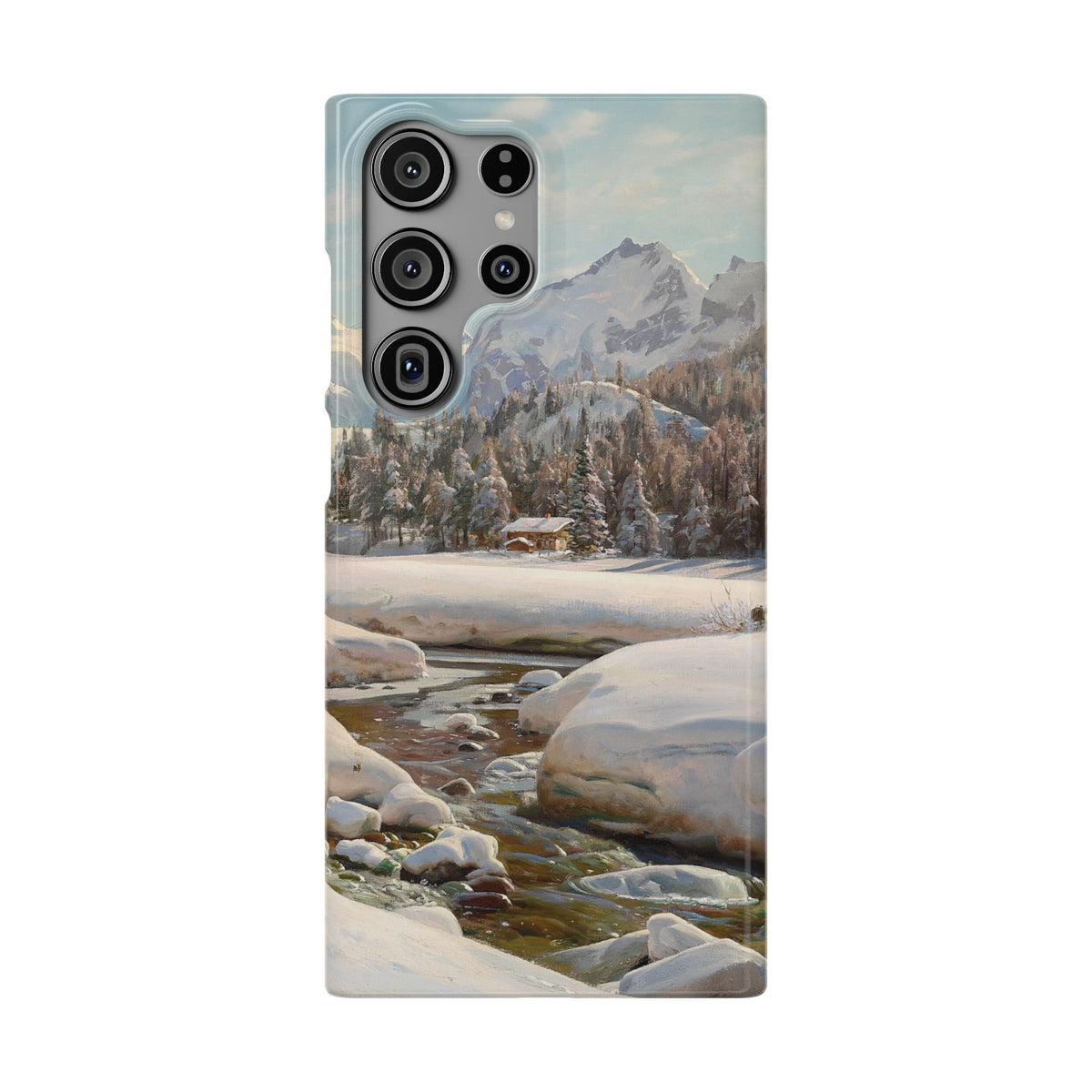 Winter landscape in Switzerland near Engadin by Peder Mork Monsted - Samsung Slim Case
