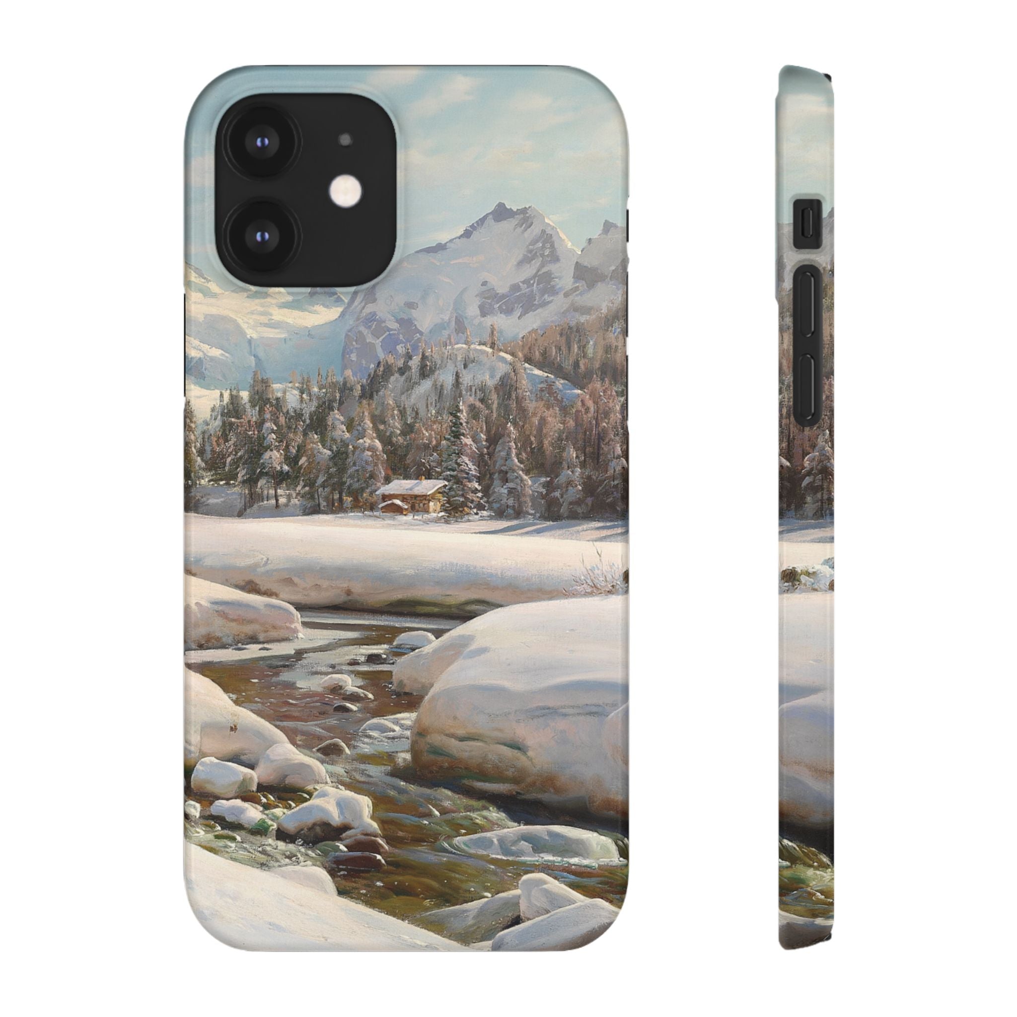 Winter landscape in Switzerland near Engadin by Peder Mork Monsted - iPhone Slim Case