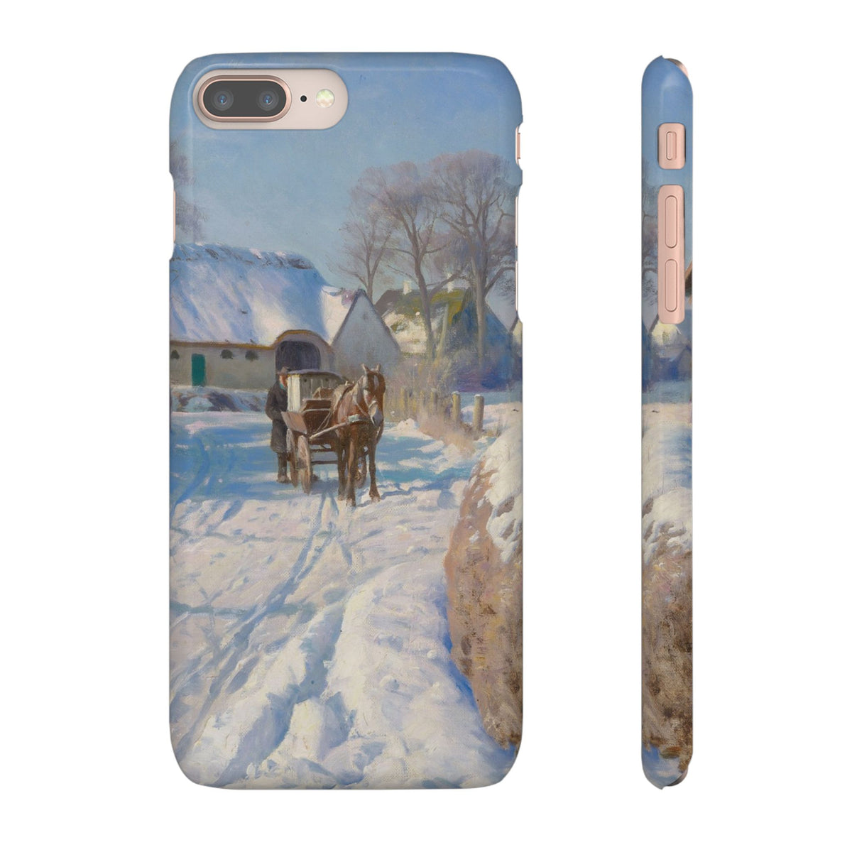 A village in the snow by Peder Mork Monsted - iPhone Slim Case