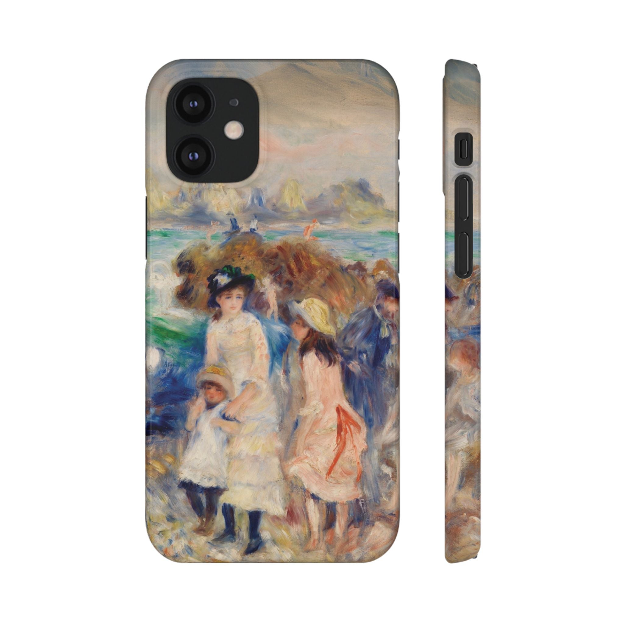 Children at the Beach at Guernsey by Pierre Auguste Renoir - iPhone Slim Case