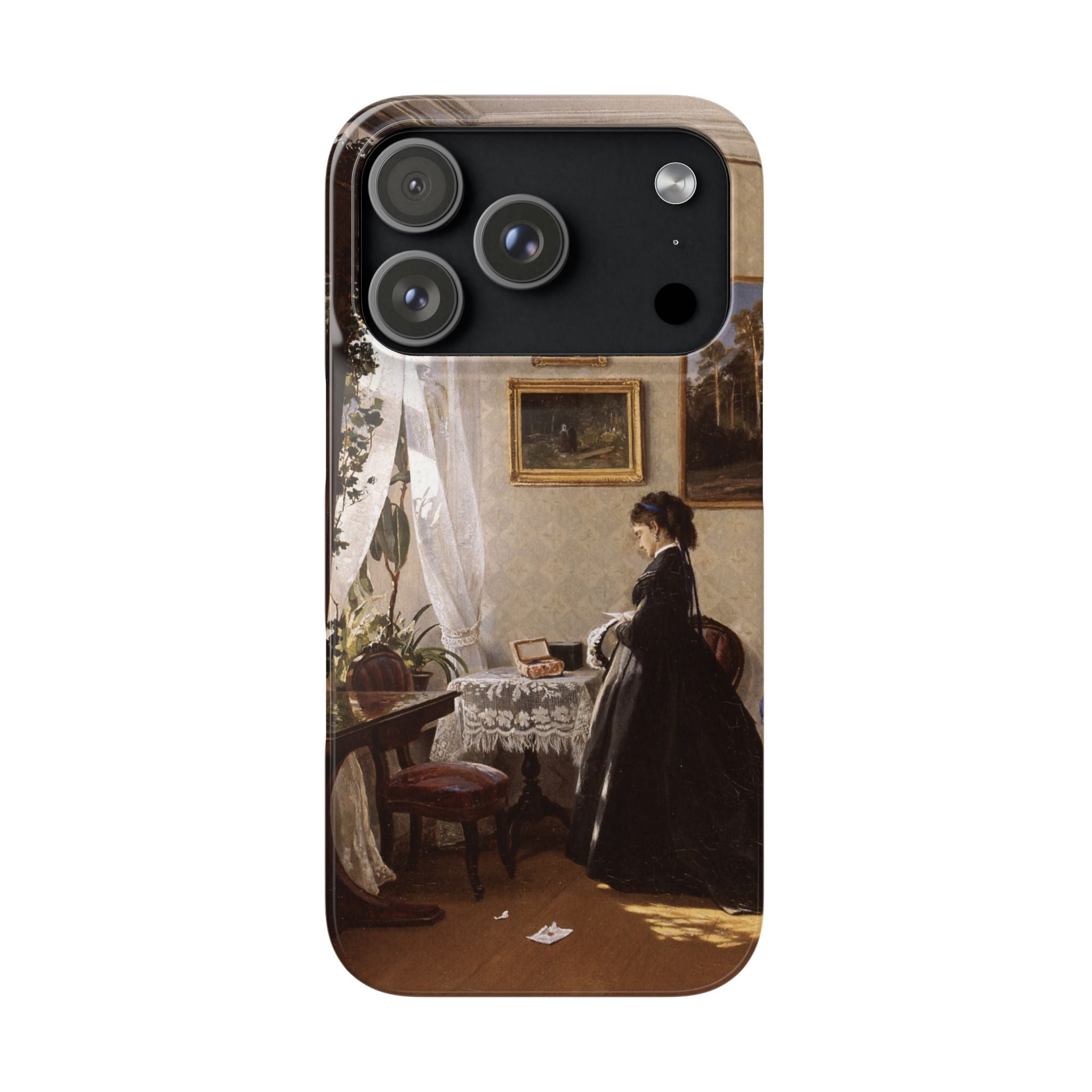 In front of the mirror by Ivan Ivanovich Shishkin - iPhone Slim Case