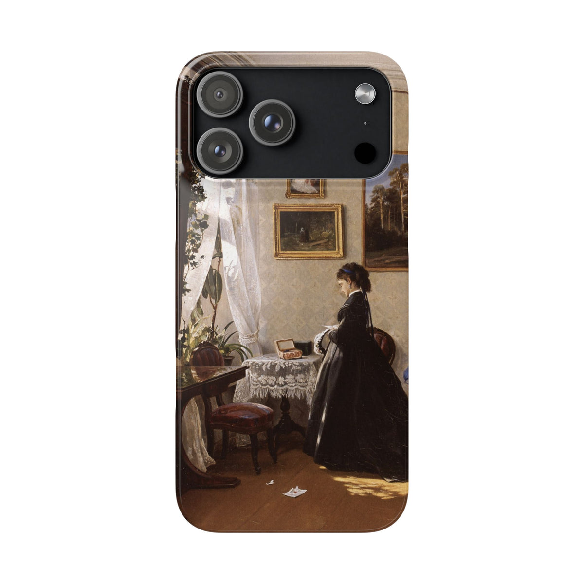 In front of the mirror by Ivan Ivanovich Shishkin - iPhone Slim Case