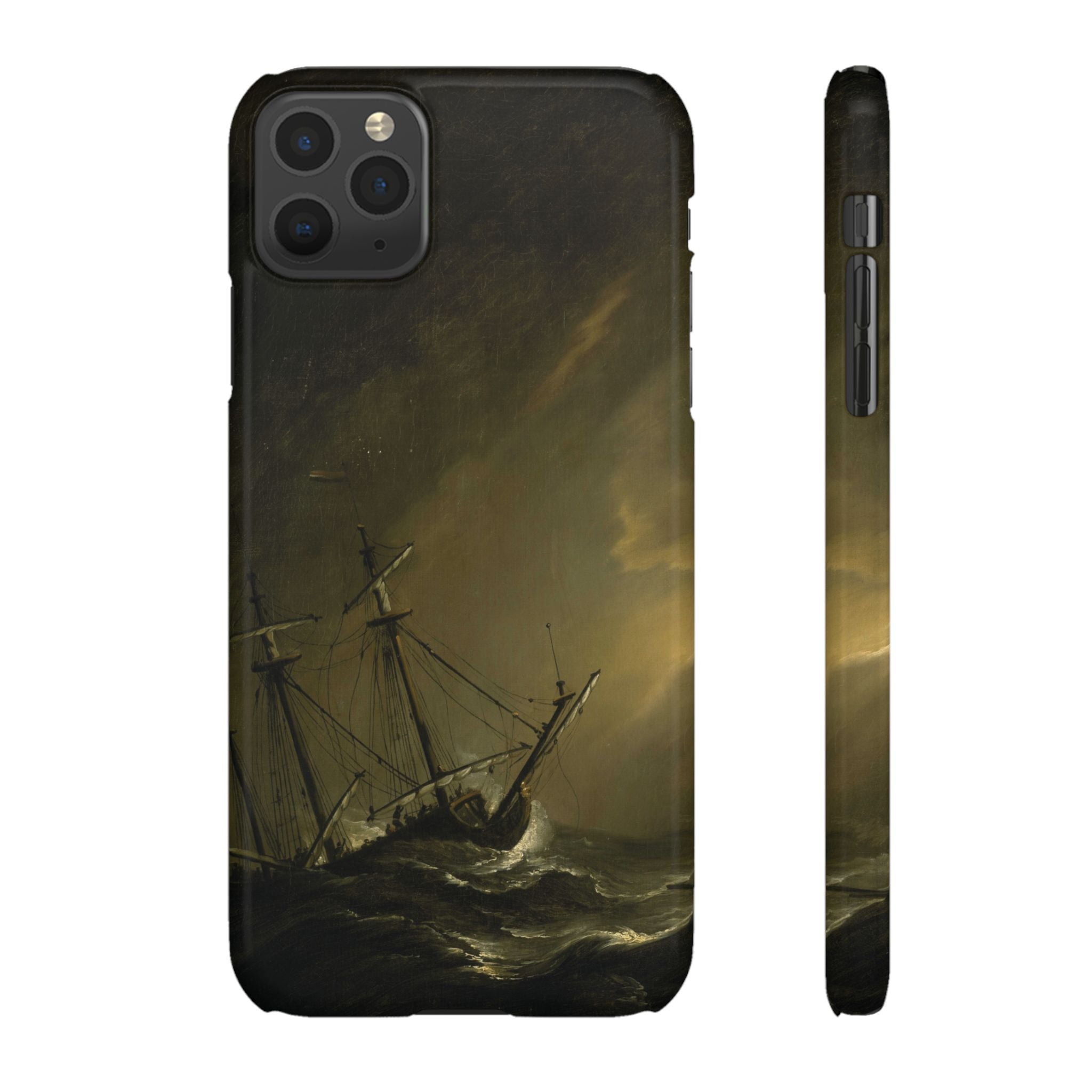 A Small Dutch Ship Riding out a Storm by Willem van de Velde - iPhone Slim Case
