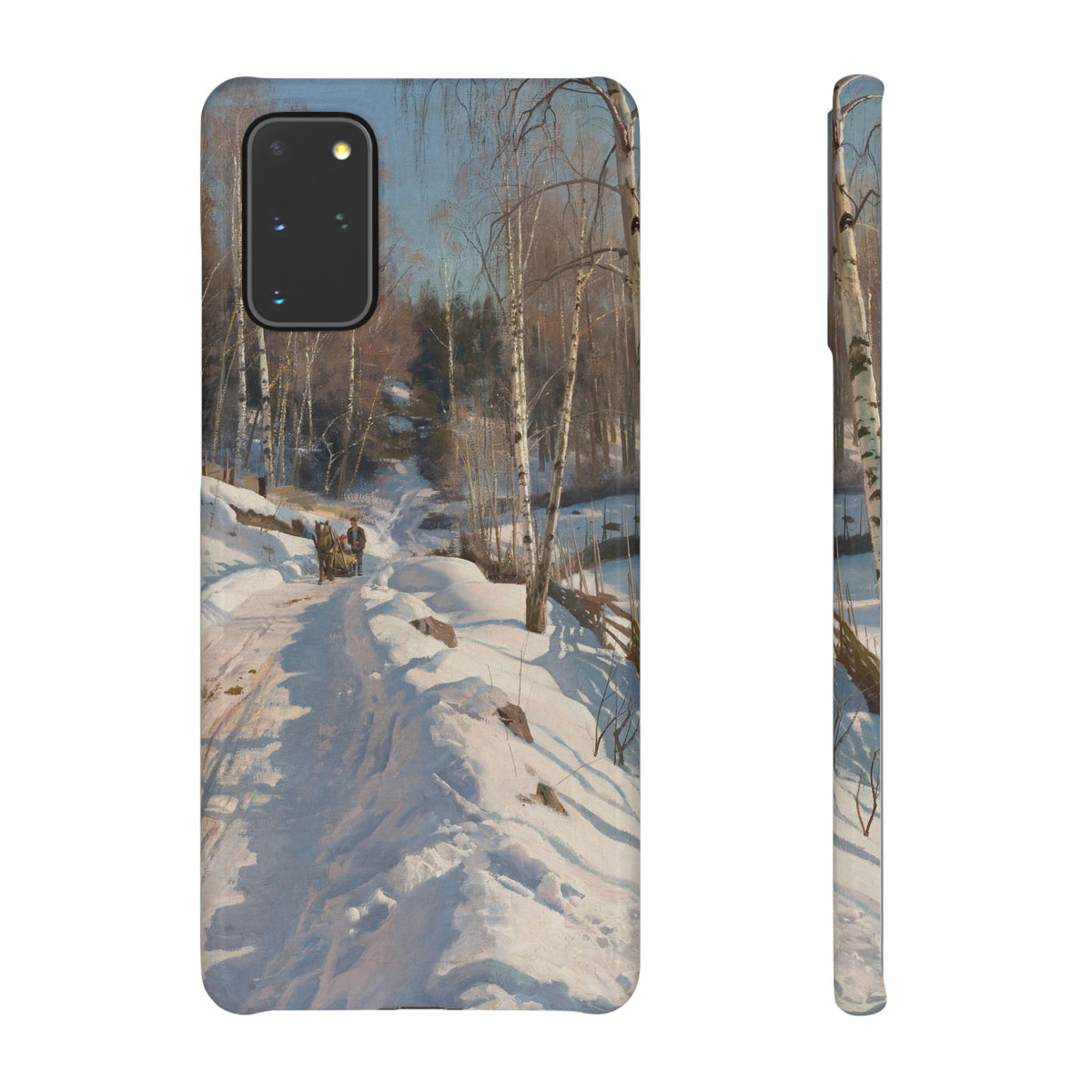 Sleigh ride on a sunny winter day by Peder Mork Monsted - Samsung Slim Case