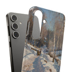 Sleigh ride on a sunny winter day by Peder Mork Monsted - Samsung Slim Case