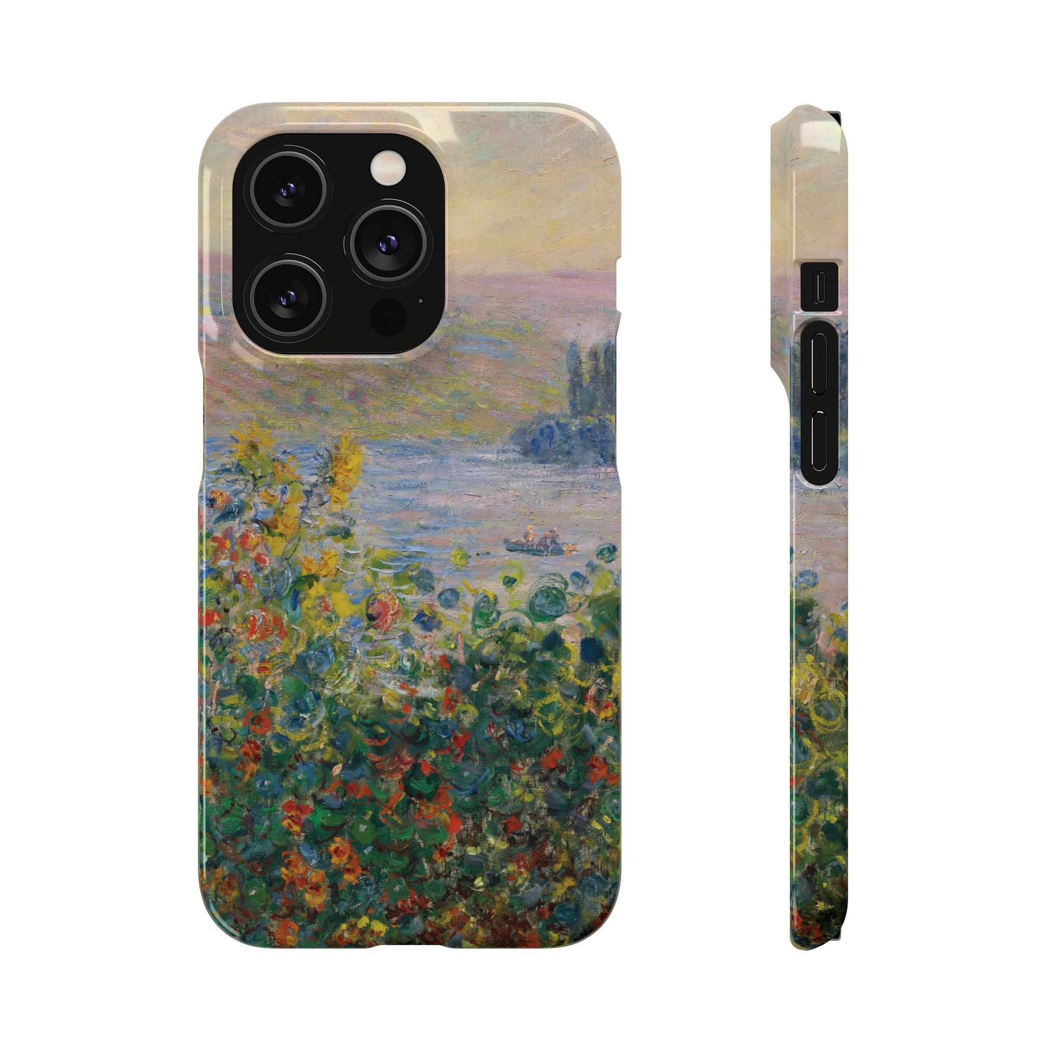Flower Beds at Vétheuil by Claude Monet - iPhone Slim Case