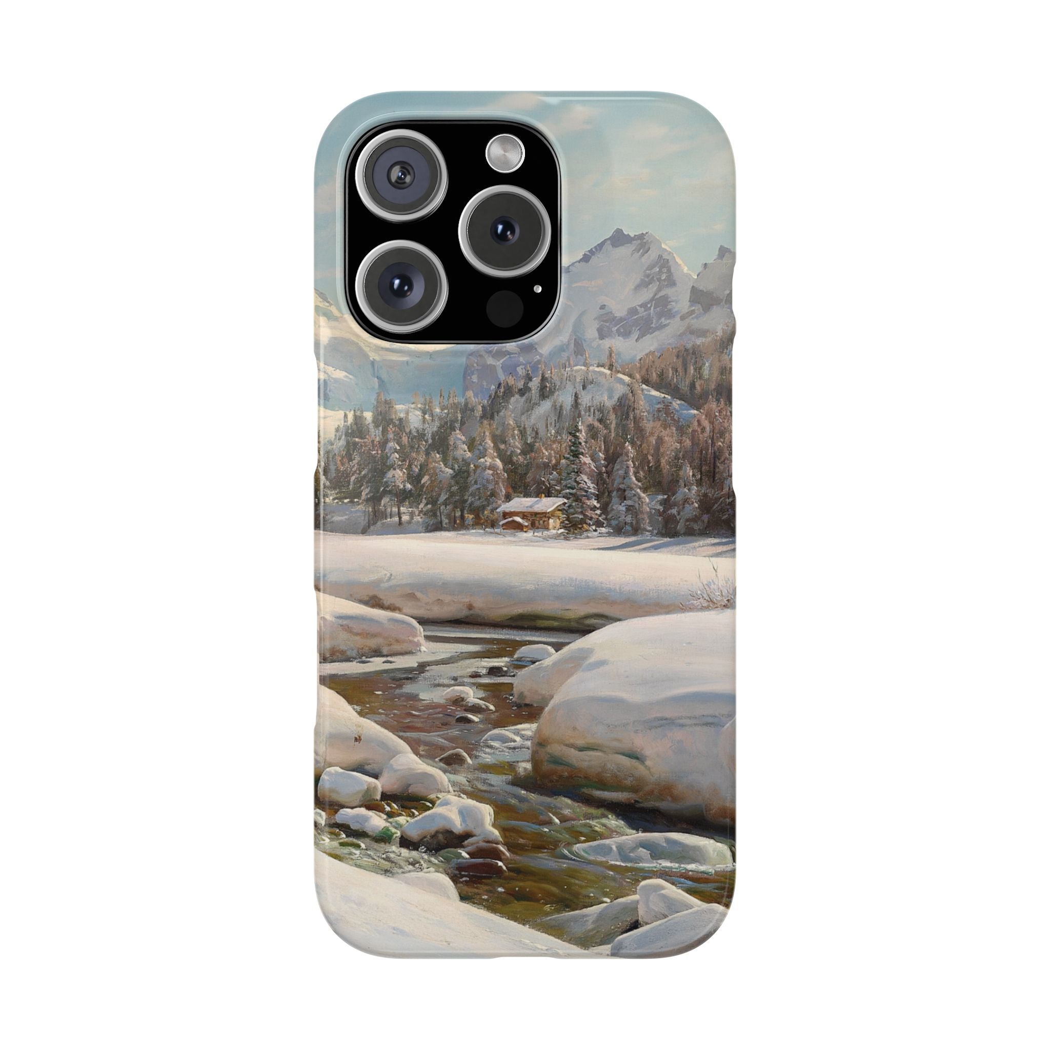 Winter landscape in Switzerland near Engadin by Peder Mork Monsted - iPhone Slim Case
