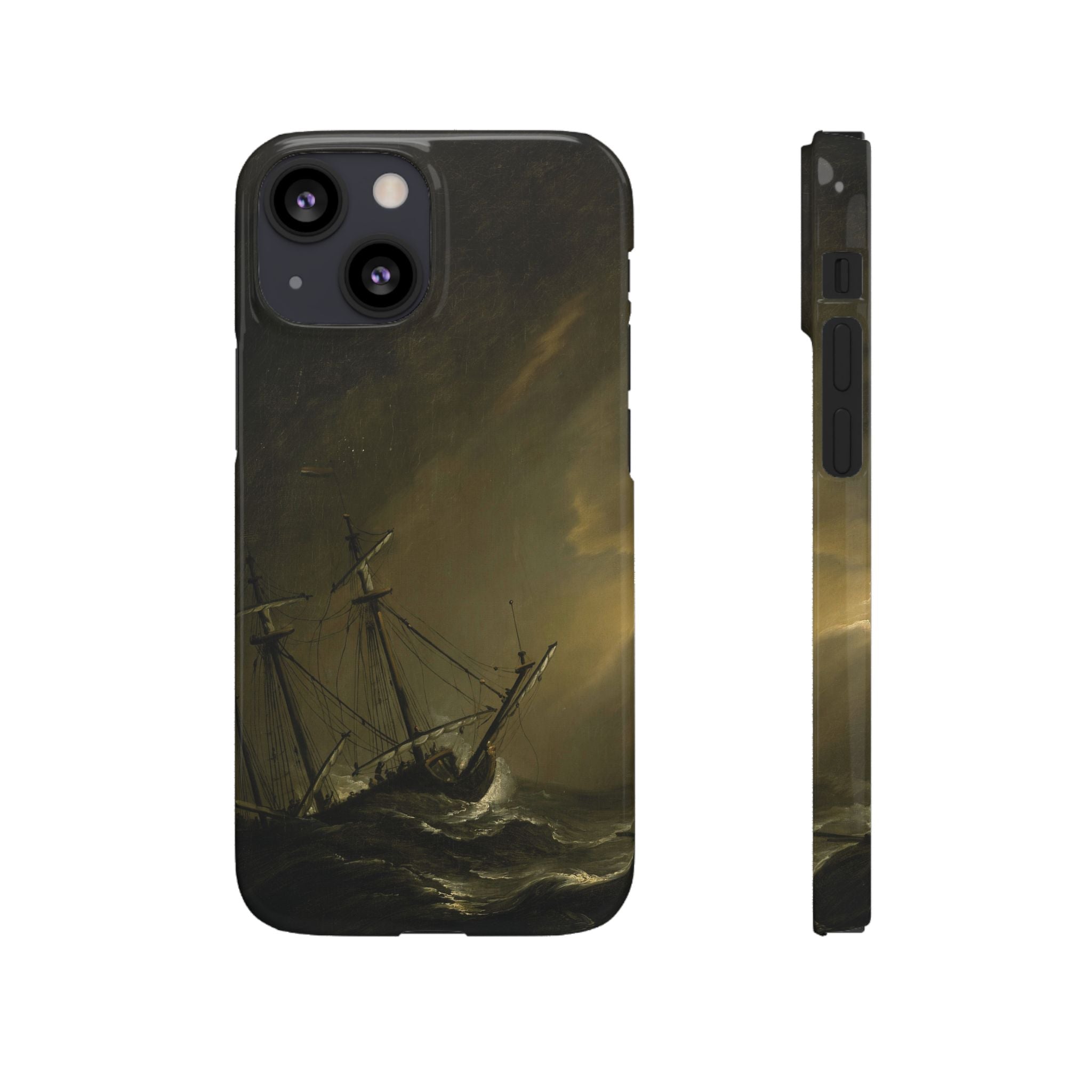 A Small Dutch Ship Riding out a Storm by Willem van de Velde - iPhone Slim Case