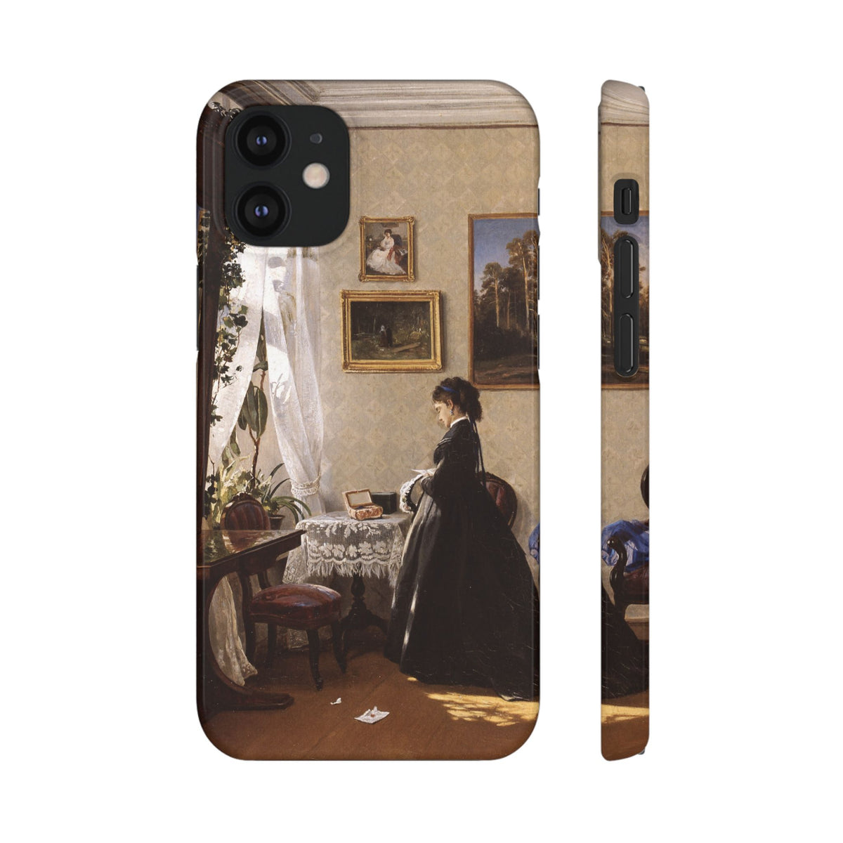 In front of the mirror by Ivan Ivanovich Shishkin - iPhone Slim Case