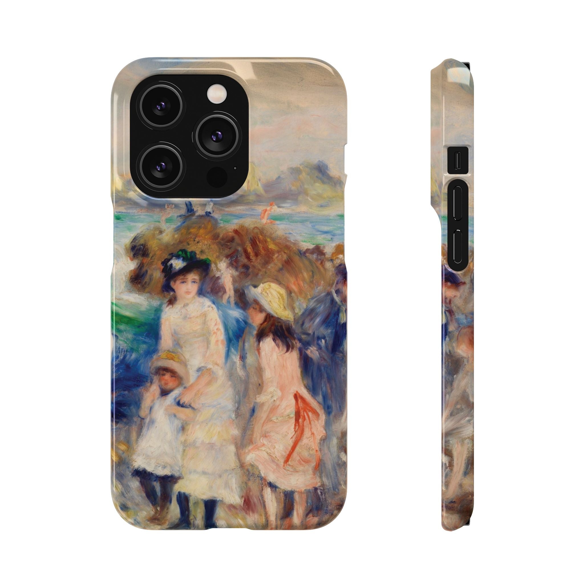 Children at the Beach at Guernsey by Pierre Auguste Renoir - iPhone Slim Case