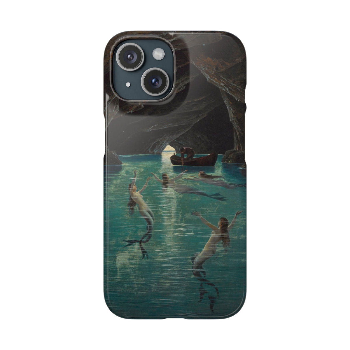 Fisherman and Mermaids in the Blue Grotto on Capri by Hermann Corrodi - iPhone Slim Case