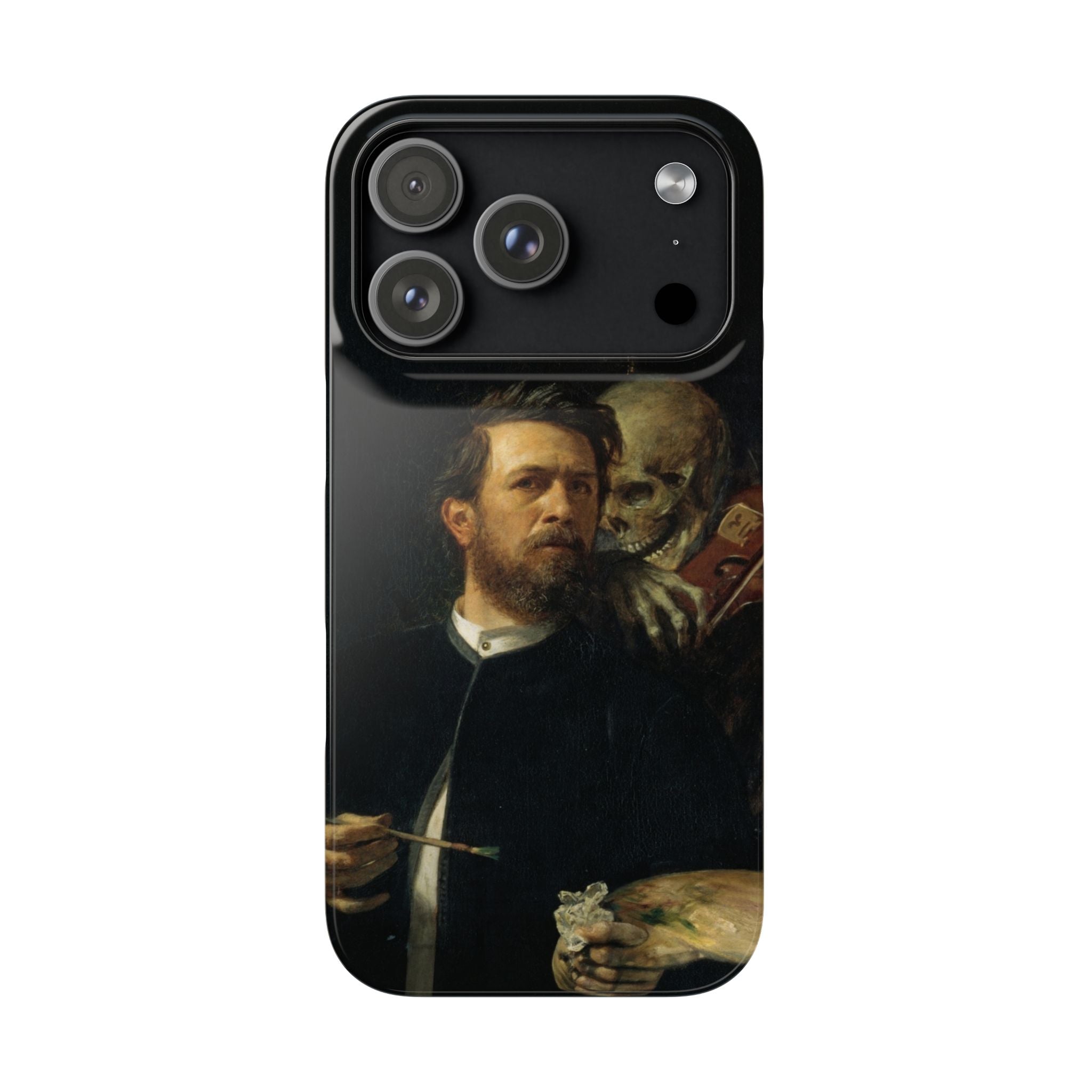 Self Portrait with Death Playing the Fiddle by Arnold Böcklin - iPhone Slim Case