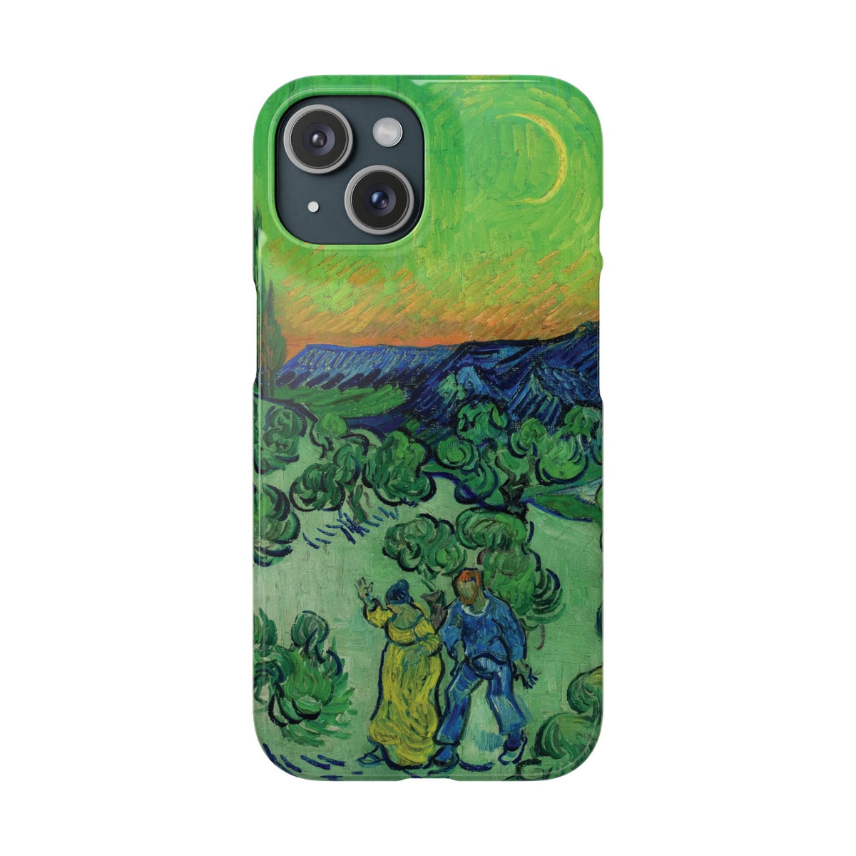 Landscape with Couple Walking and Crescent Moon by Vincent van Gogh- iPhone Slim Case