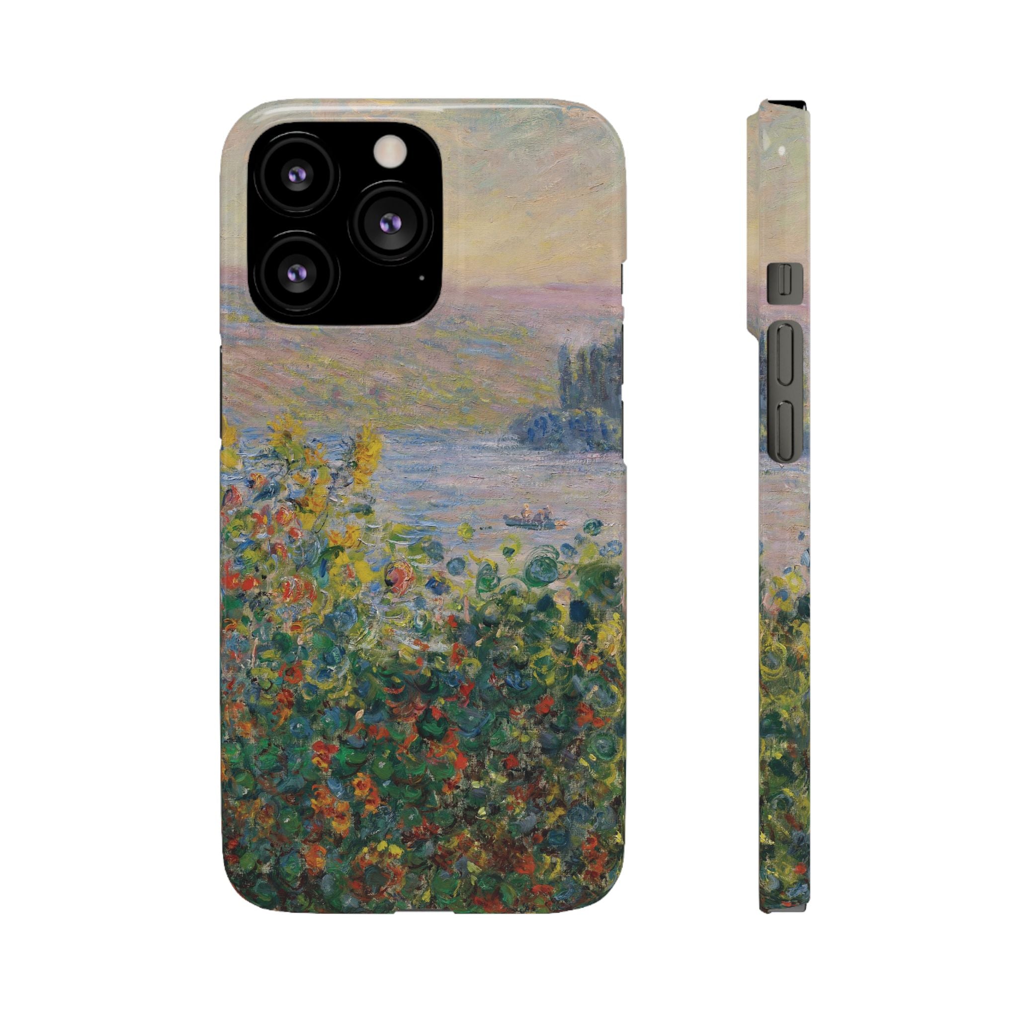 Flower Beds at Vétheuil by Claude Monet - iPhone Slim Case