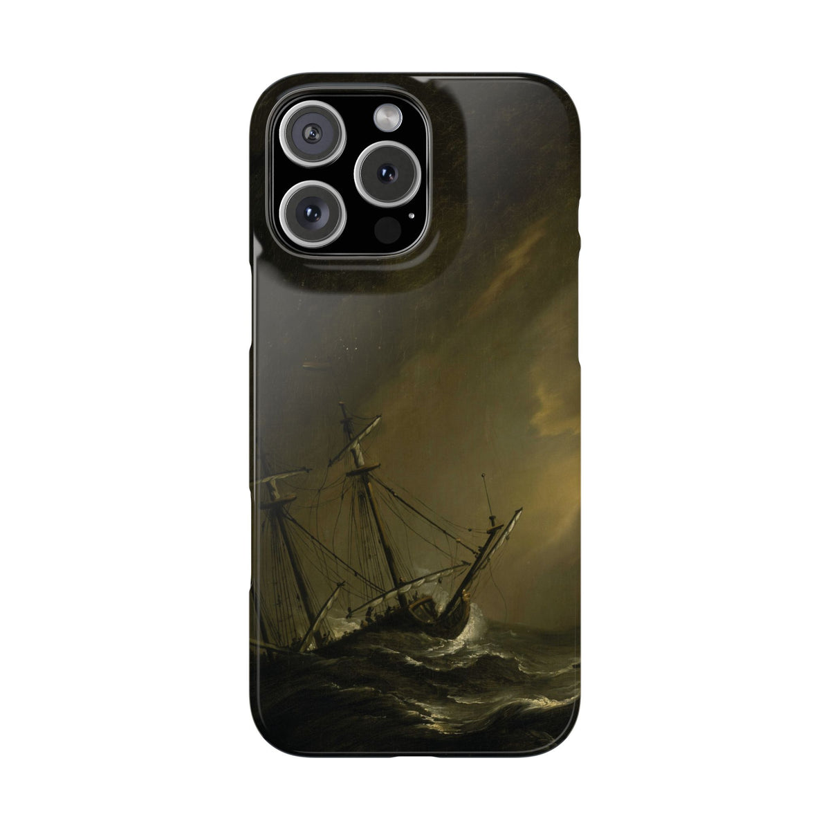 A Small Dutch Ship Riding out a Storm by Willem van de Velde - iPhone Slim Case