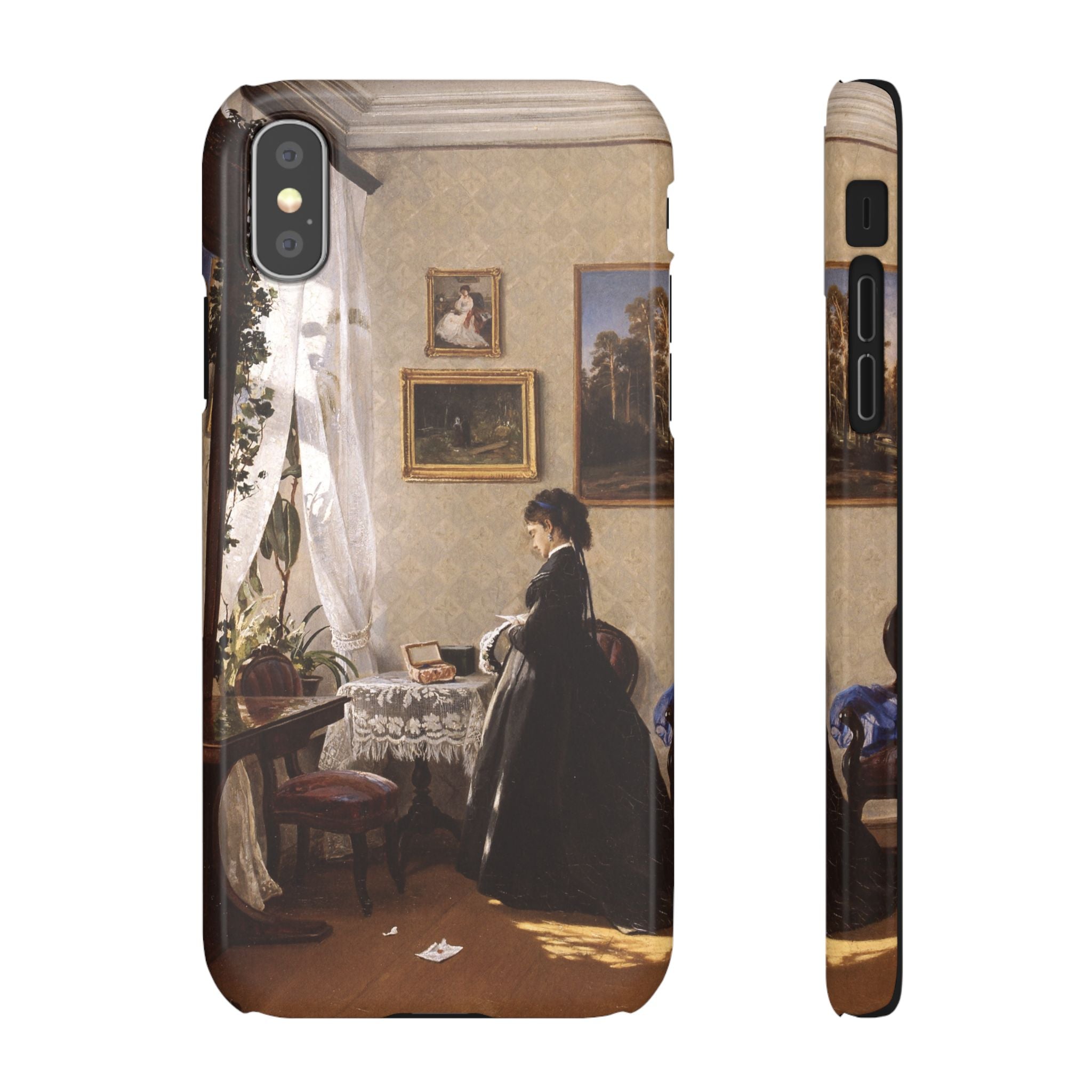 In front of the mirror by Ivan Ivanovich Shishkin - iPhone Slim Case