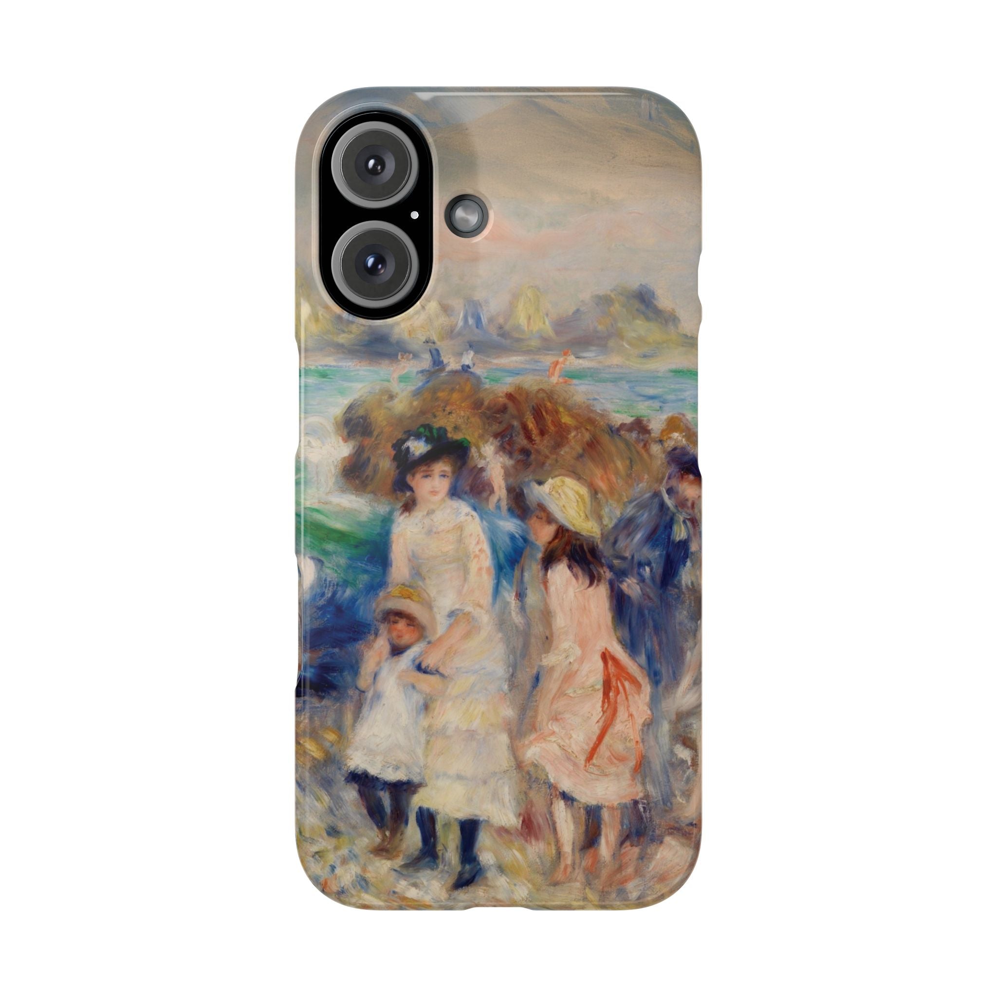 Children at the Beach at Guernsey by Pierre Auguste Renoir - iPhone Slim Case