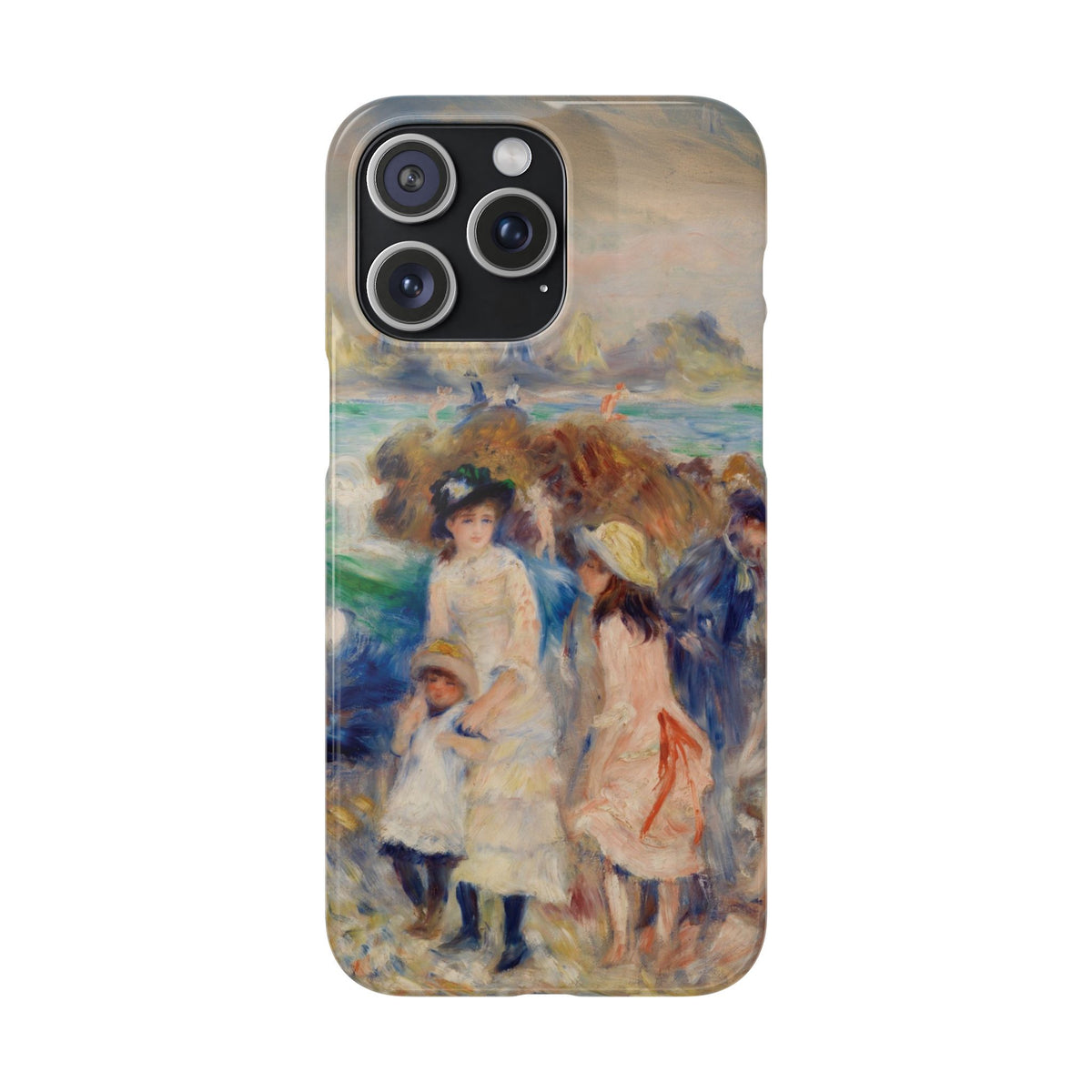 Children at the Beach at Guernsey by Pierre Auguste Renoir - iPhone Slim Case