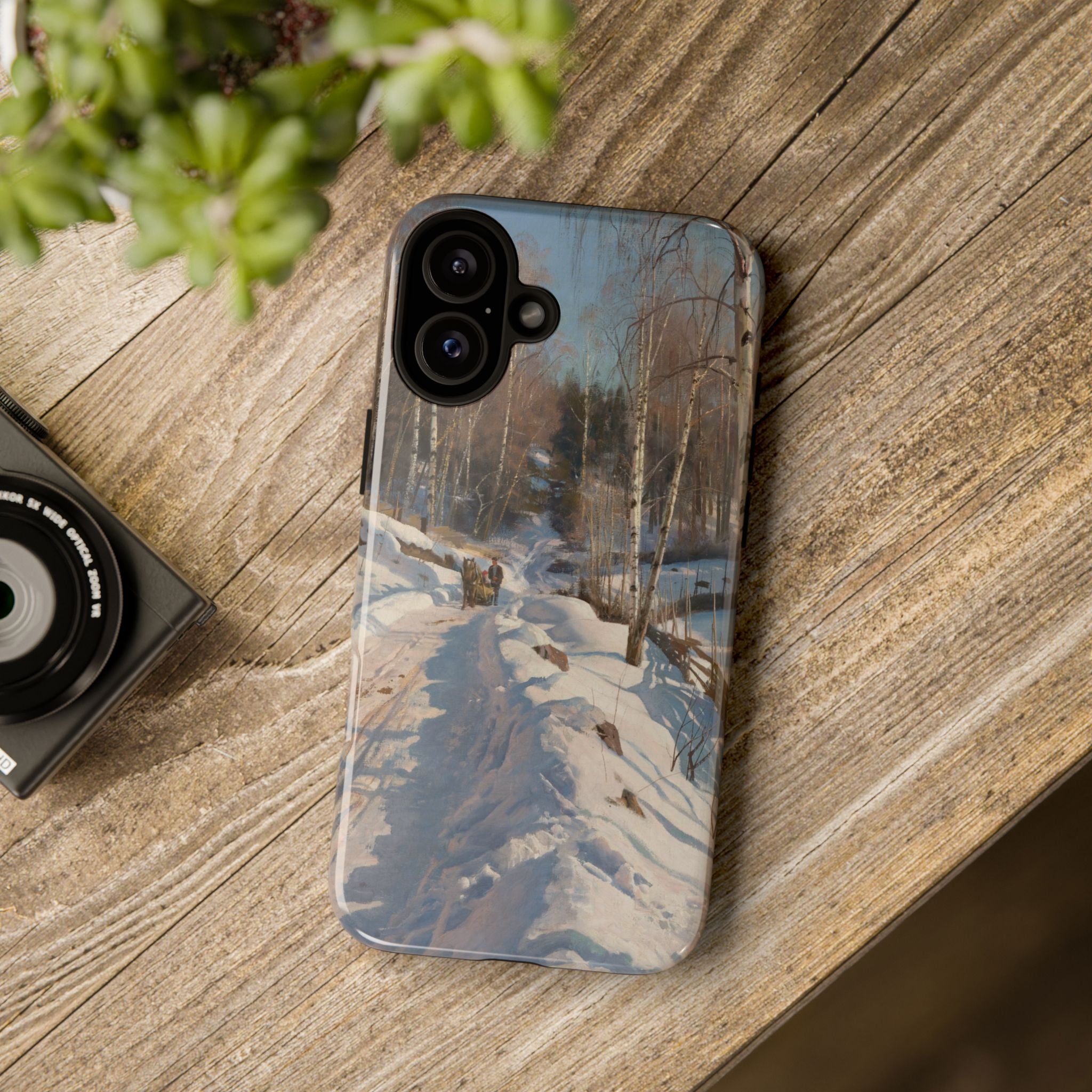 Sleigh ride on a sunny winter day by Peder Mork Monsted - iPhone Tough Case