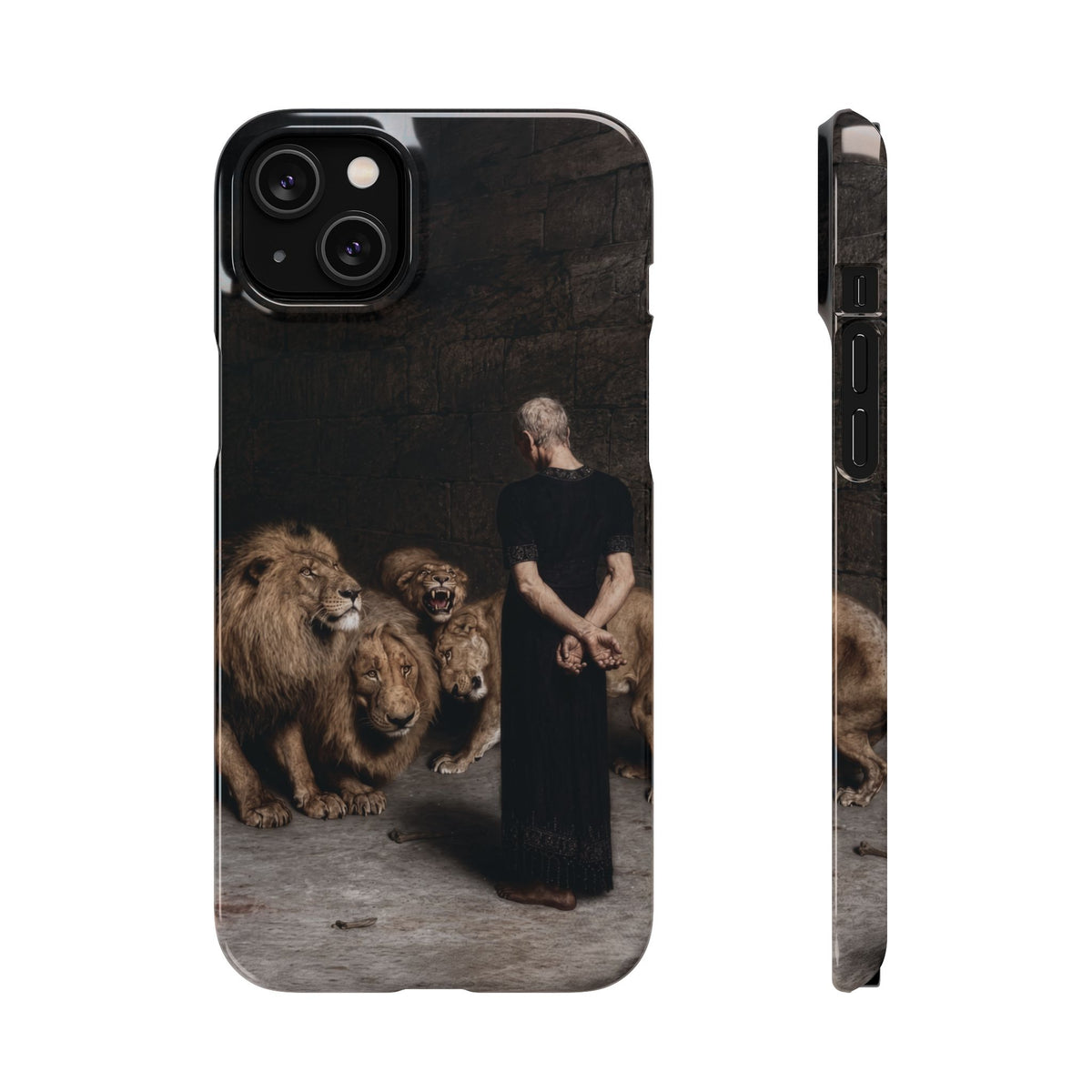 Daniel in the Lion's Den by Briton Riviere - iPhone Slim Case