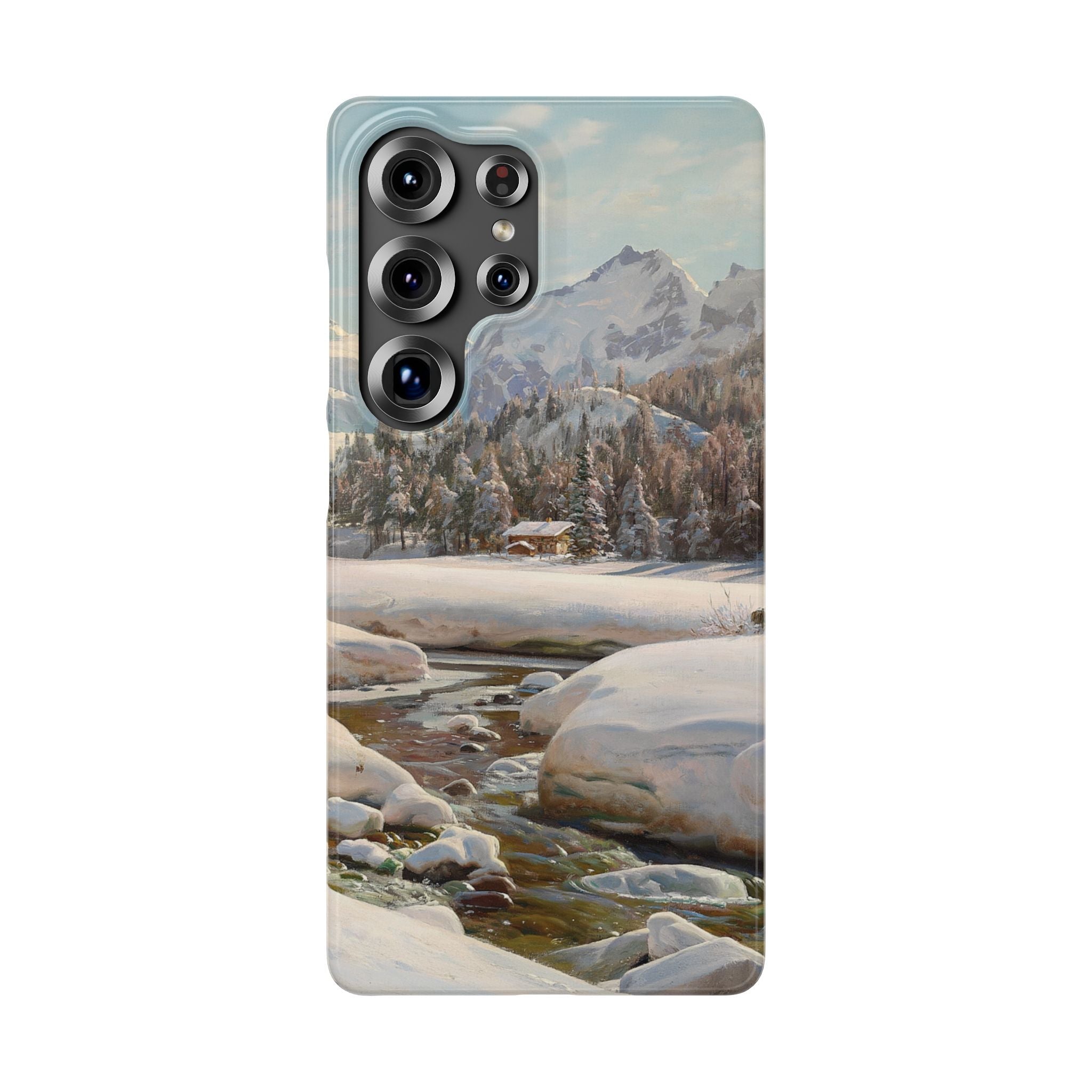 Winter landscape in Switzerland near Engadin by Peder Mork Monsted - Samsung Slim Case