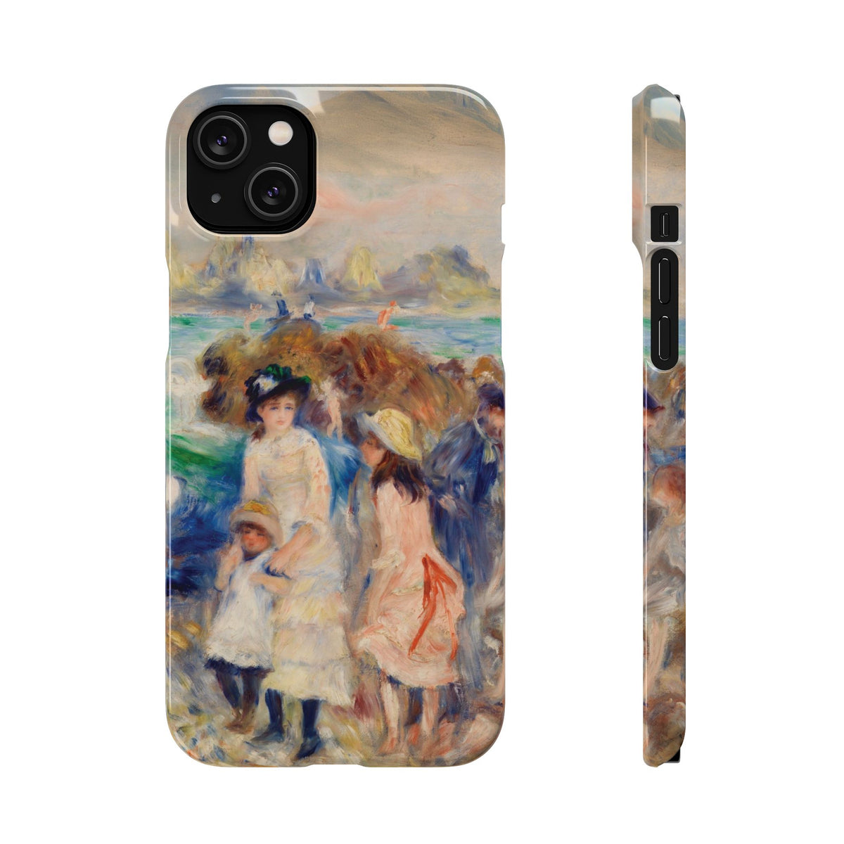 Children at the Beach at Guernsey by Pierre Auguste Renoir - iPhone Slim Case