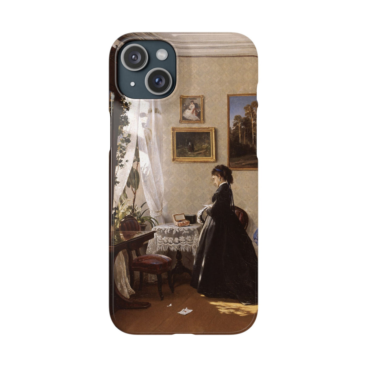 In front of the mirror by Ivan Ivanovich Shishkin - iPhone Slim Case