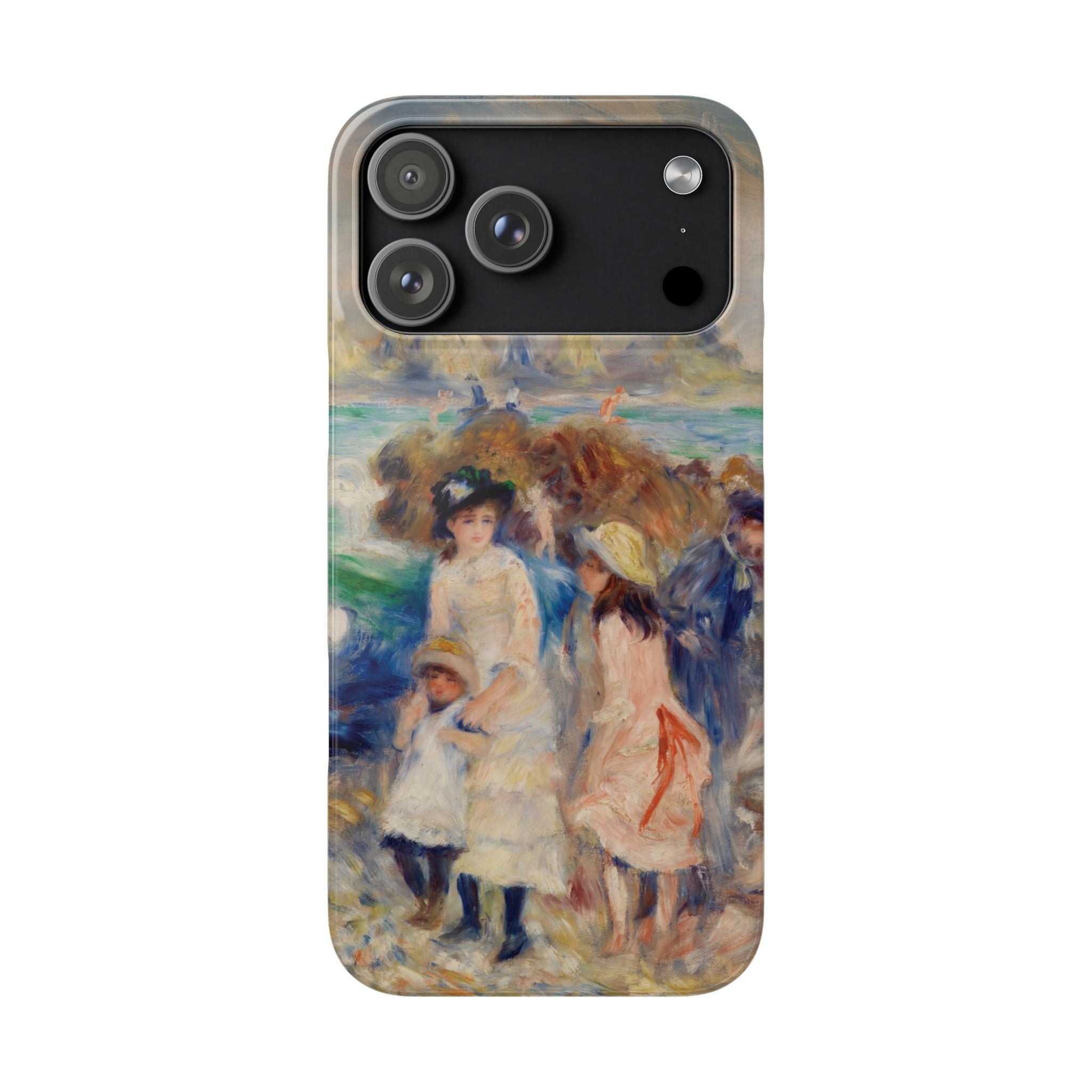 Children at the Beach at Guernsey by Pierre Auguste Renoir - iPhone Slim Case