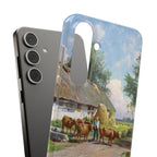 The cows are watered at the village pond in Stroby Egede Denmark by Peder Mork Monsted - Samsung Slim Case