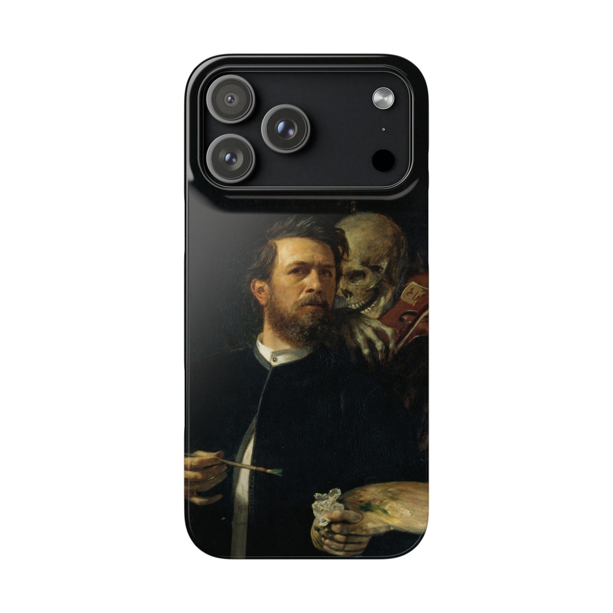 Self Portrait with Death Playing the Fiddle by Arnold Böcklin - iPhone Slim Case