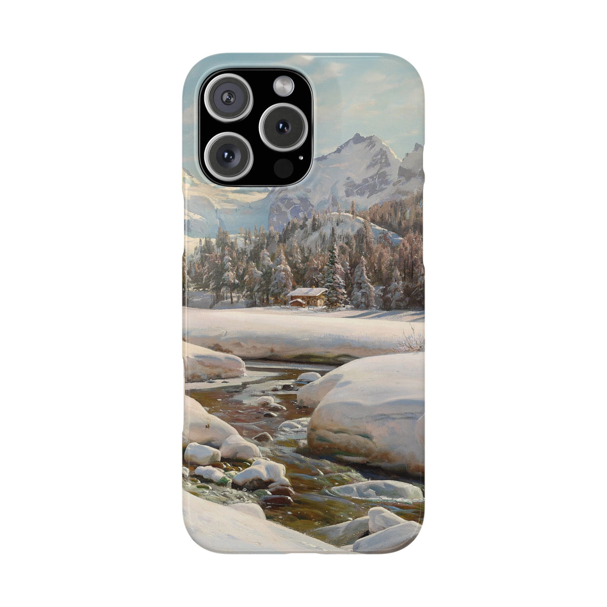 Winter landscape in Switzerland near Engadin by Peder Mork Monsted - iPhone Slim Case