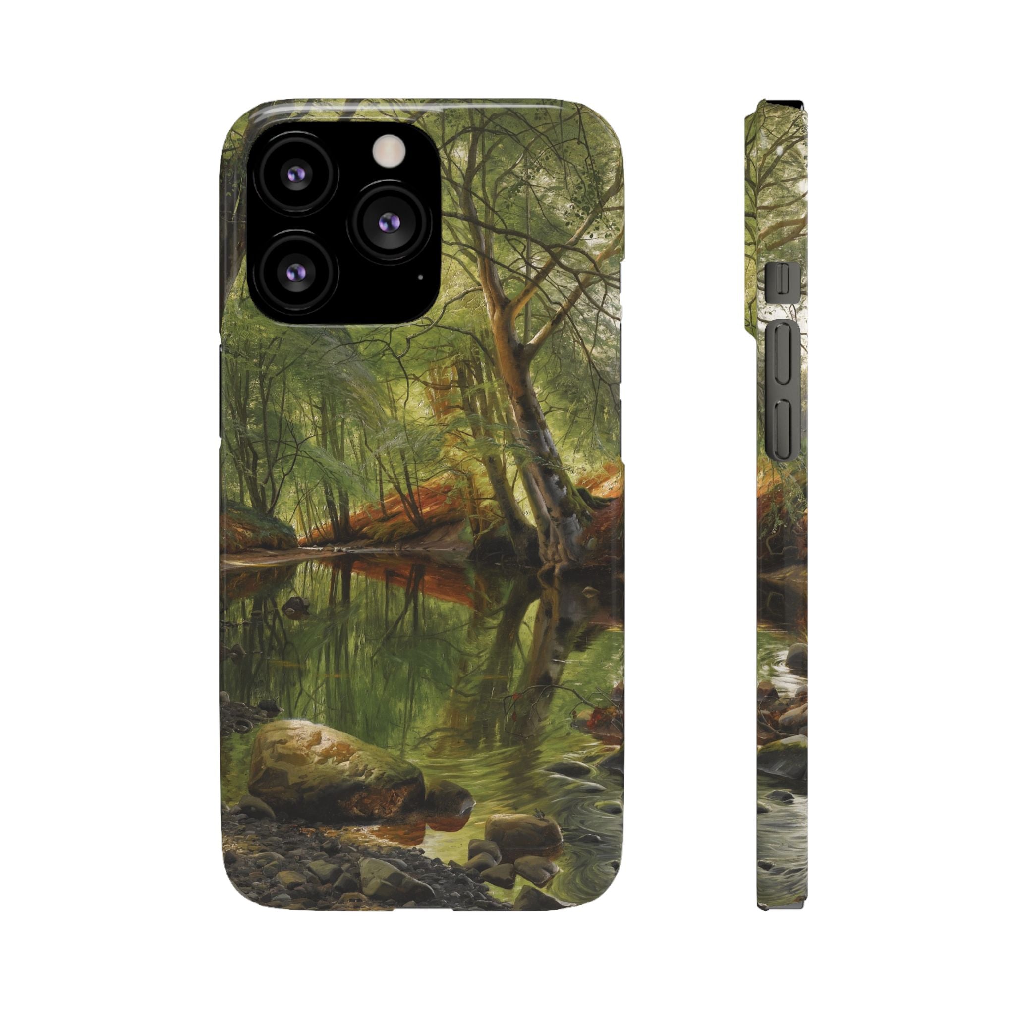 A woodland stream by Peder Mork Monsted - iPhone Slim Case