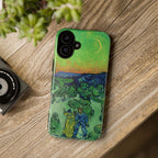Landscape with Couple Walking and Crescent Moon by Vincent van Gogh - iPhone Tough Case