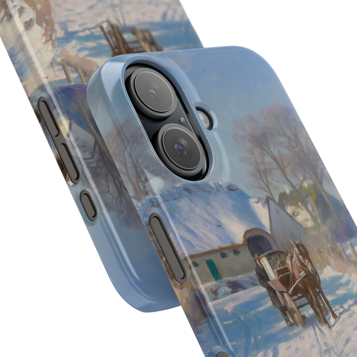 A village in the snow by Peder Mork Monsted - iPhone Slim Case