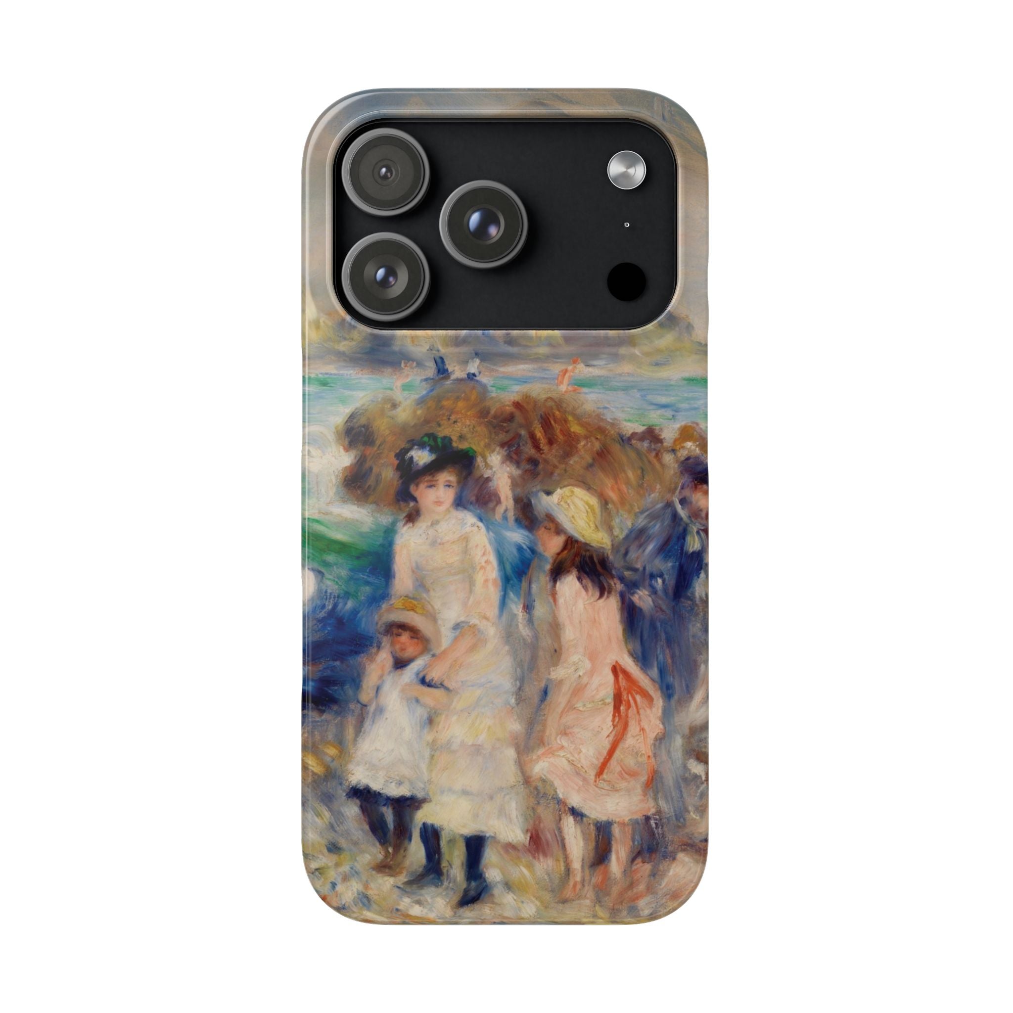 Children at the Beach at Guernsey by Pierre Auguste Renoir - iPhone Slim Case