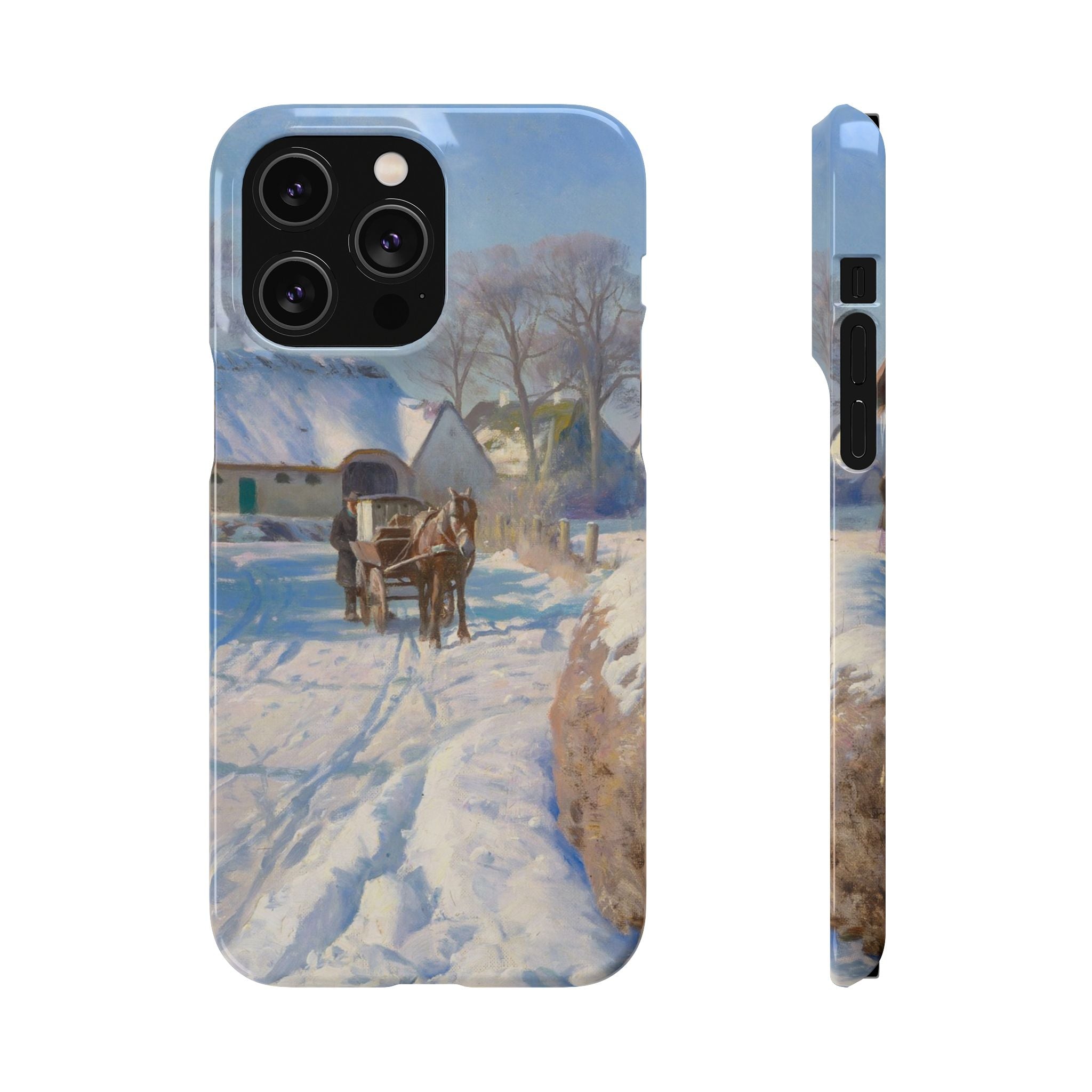 A village in the snow by Peder Mork Monsted - iPhone Slim Case