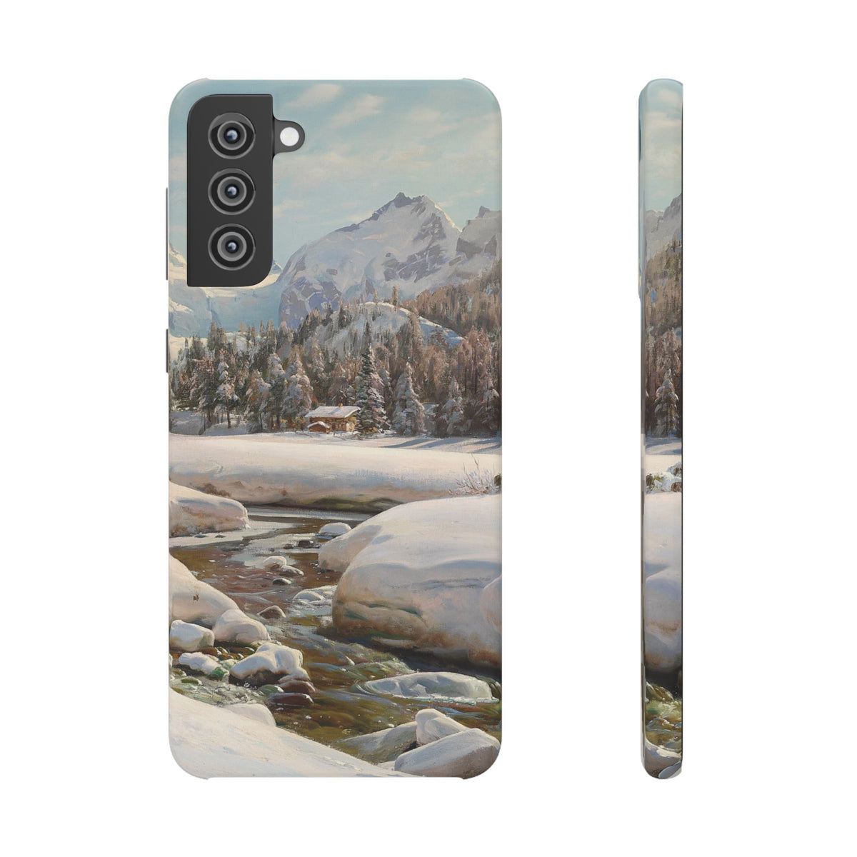 Winter landscape in Switzerland near Engadin by Peder Mork Monsted - Samsung Slim Case