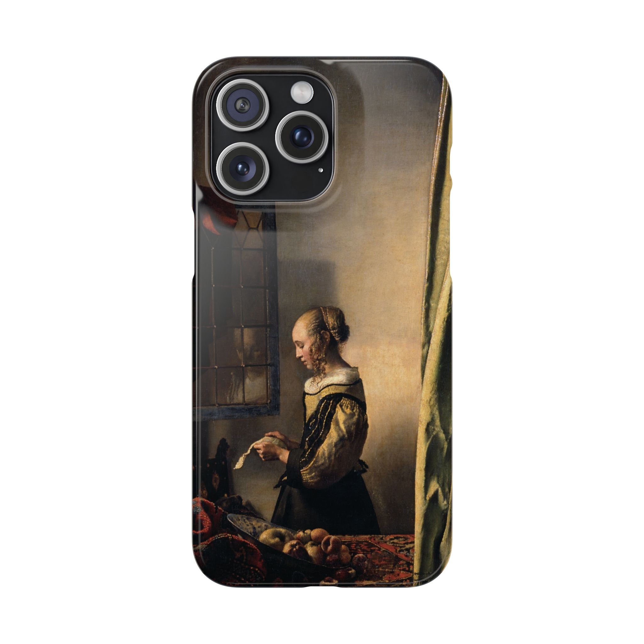 Girl Reading a Letter by an Open Window by Johannes Vermeer - iPhone Slim Case