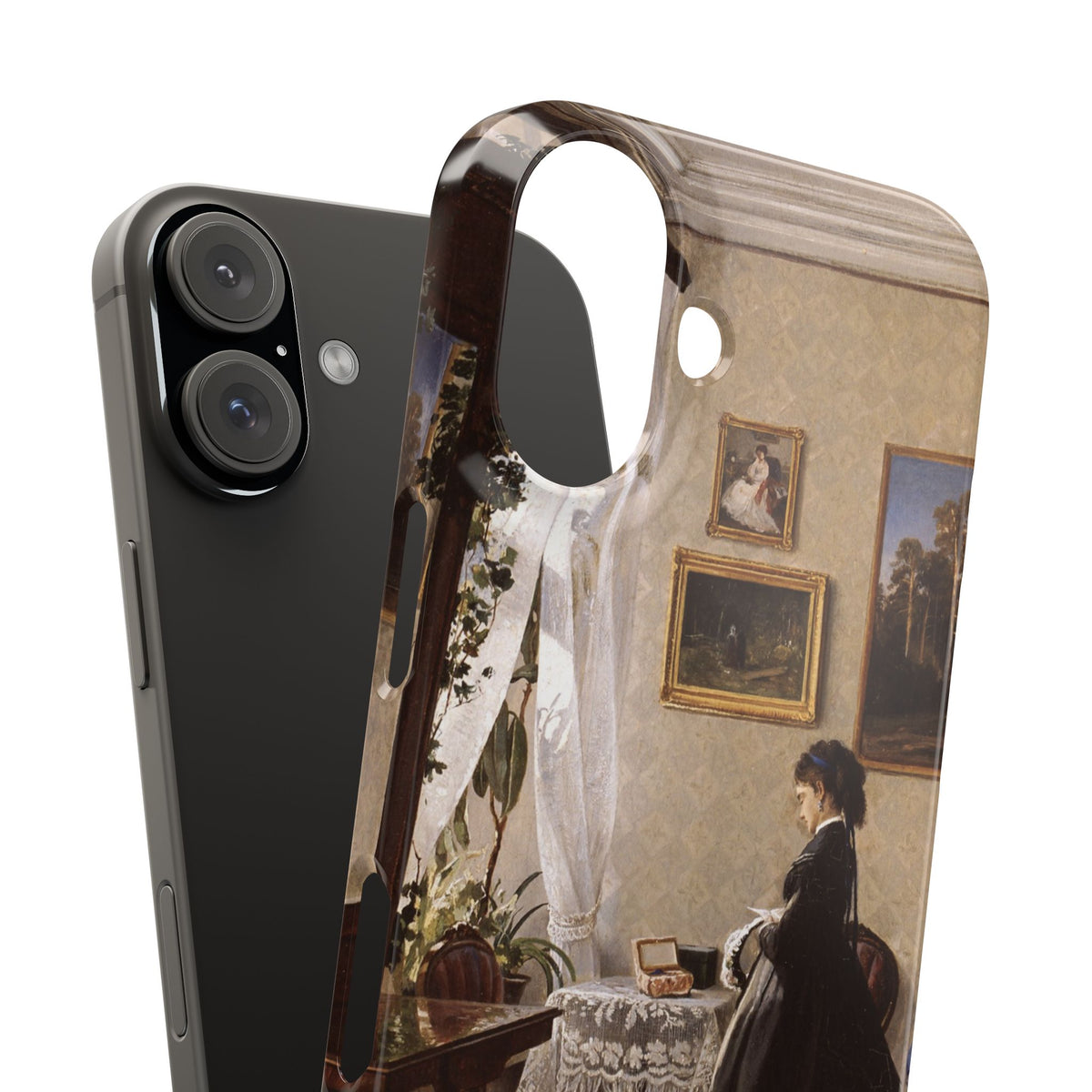 In front of the mirror by Ivan Ivanovich Shishkin - iPhone Slim Case