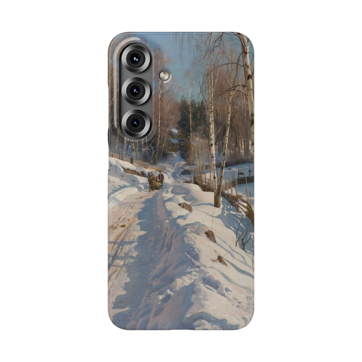 Sleigh ride on a sunny winter day by Peder Mork Monsted - Samsung Slim Case