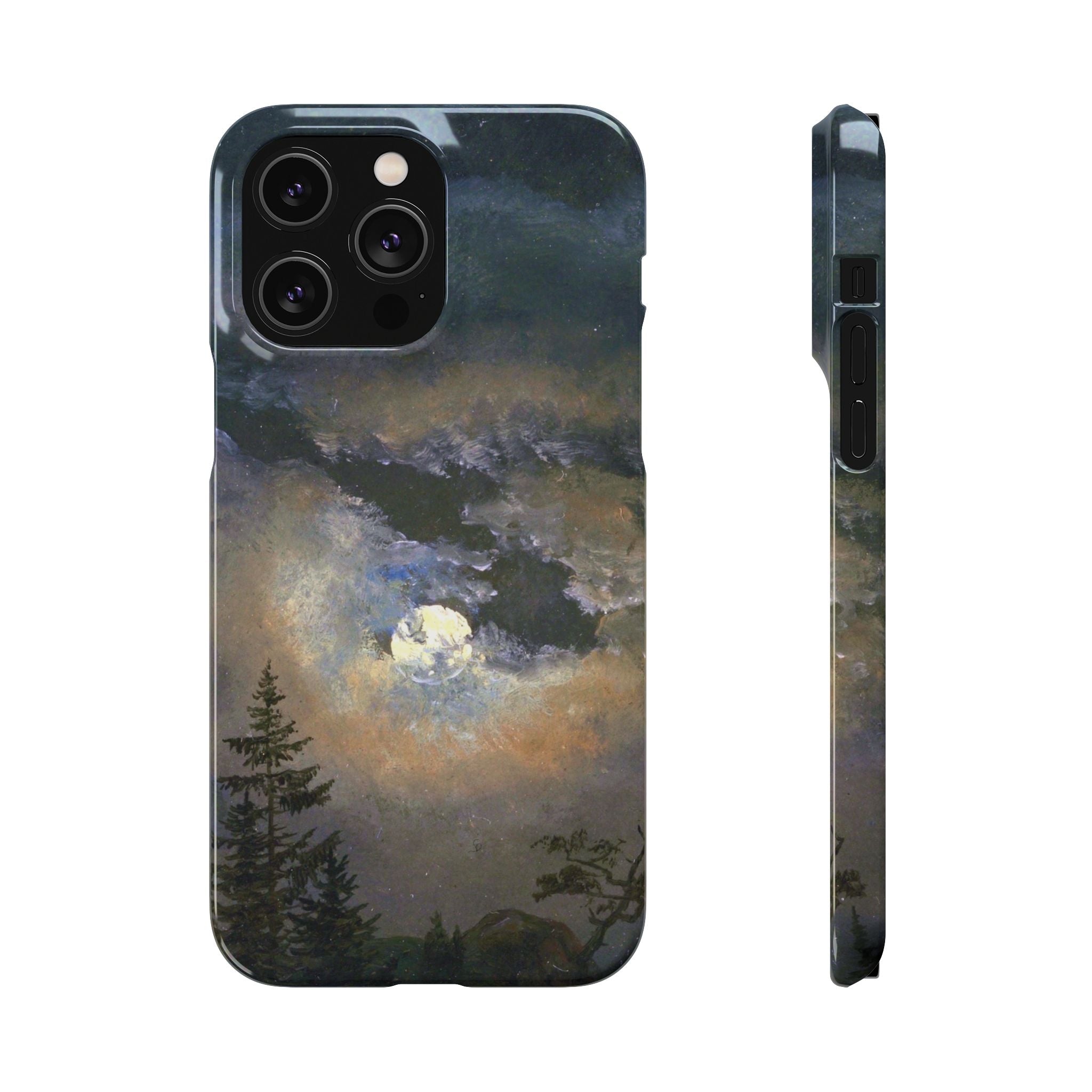 Study of a Cloud and Landscape by Moonlight by Johan Dahl - iPhone Slim Case