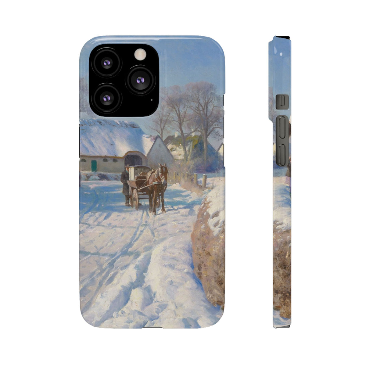 A village in the snow by Peder Mork Monsted - iPhone Slim Case