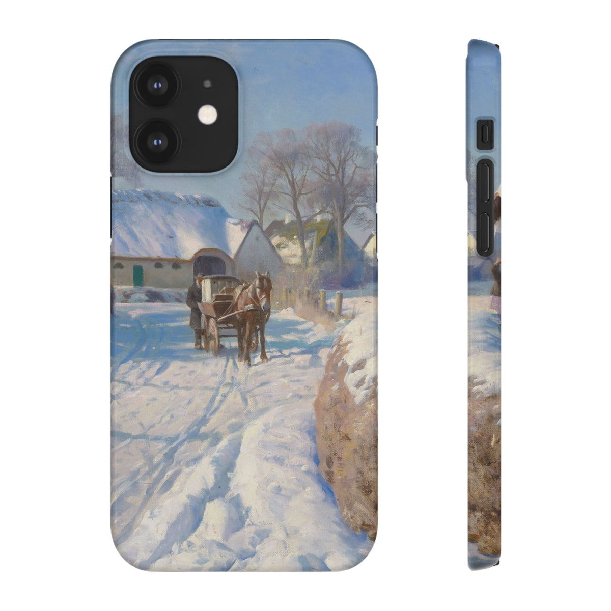 A village in the snow by Peder Mork Monsted - iPhone Slim Case