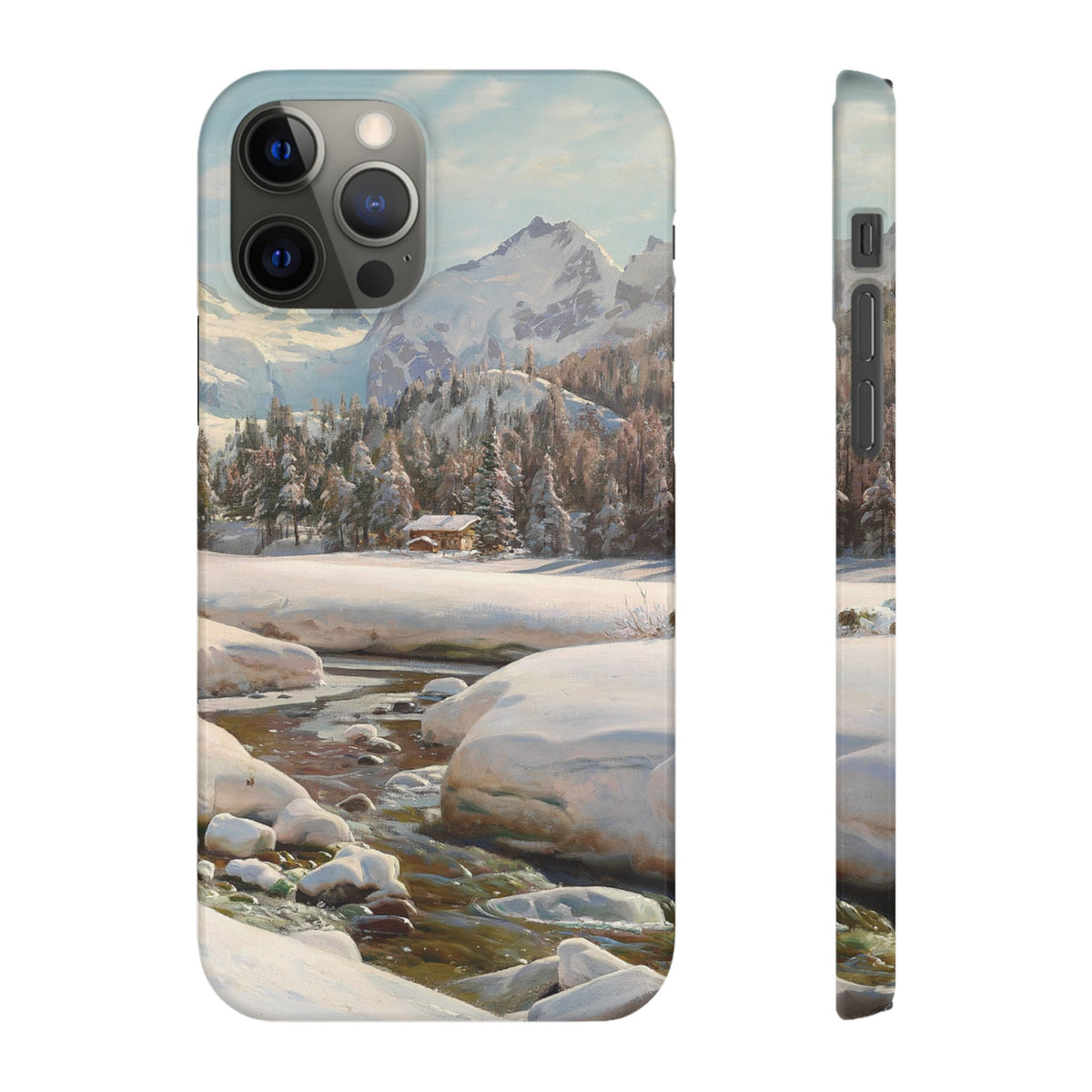 Winter landscape in Switzerland near Engadin by Peder Mork Monsted - iPhone Slim Case