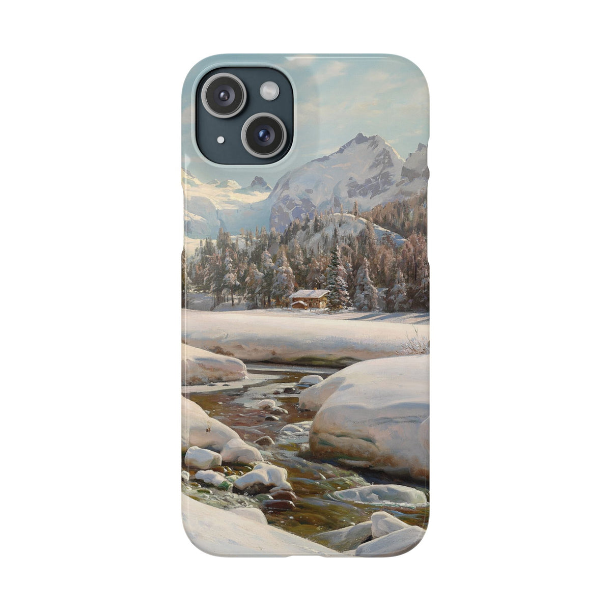 Winter landscape in Switzerland near Engadin by Peder Mork Monsted - iPhone Slim Case