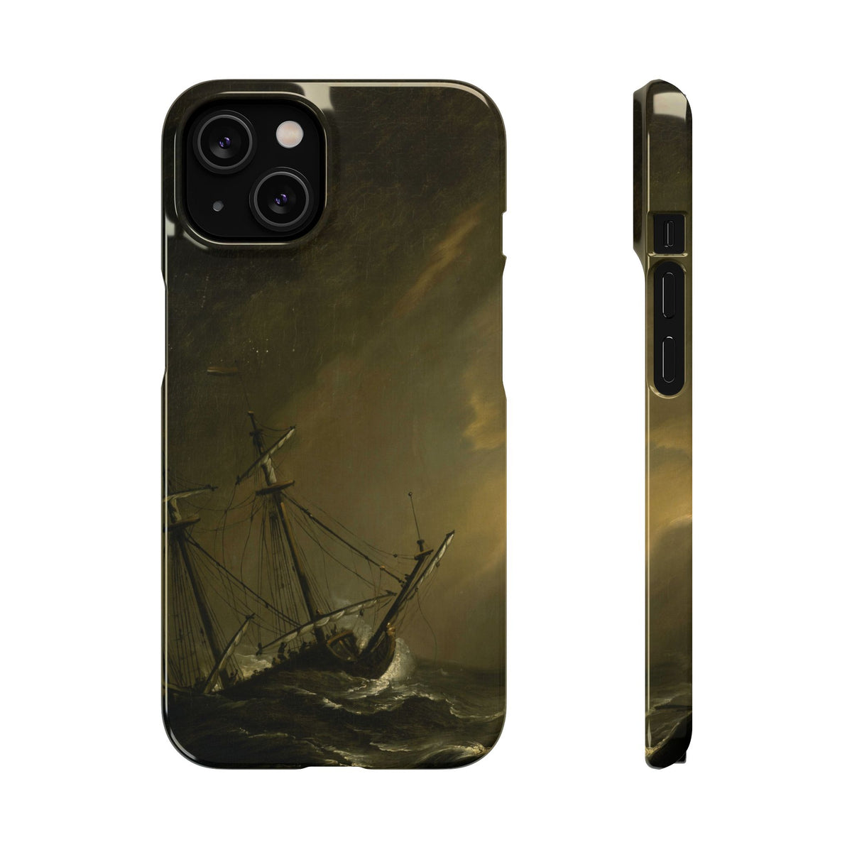 A Small Dutch Ship Riding out a Storm by Willem van de Velde - iPhone Slim Case