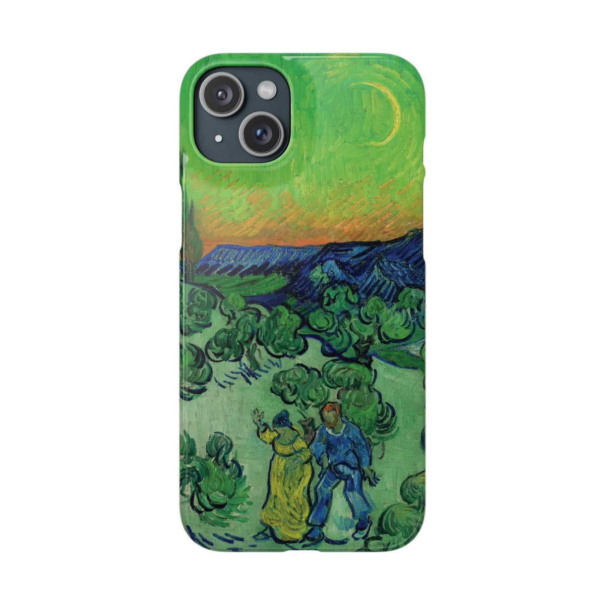 Landscape with Couple Walking and Crescent Moon by Vincent van Gogh- iPhone Slim Case