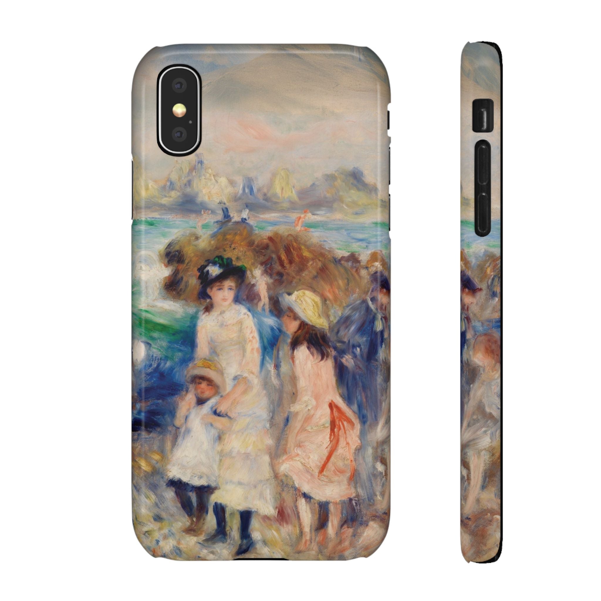 Children at the Beach at Guernsey by Pierre Auguste Renoir - iPhone Slim Case